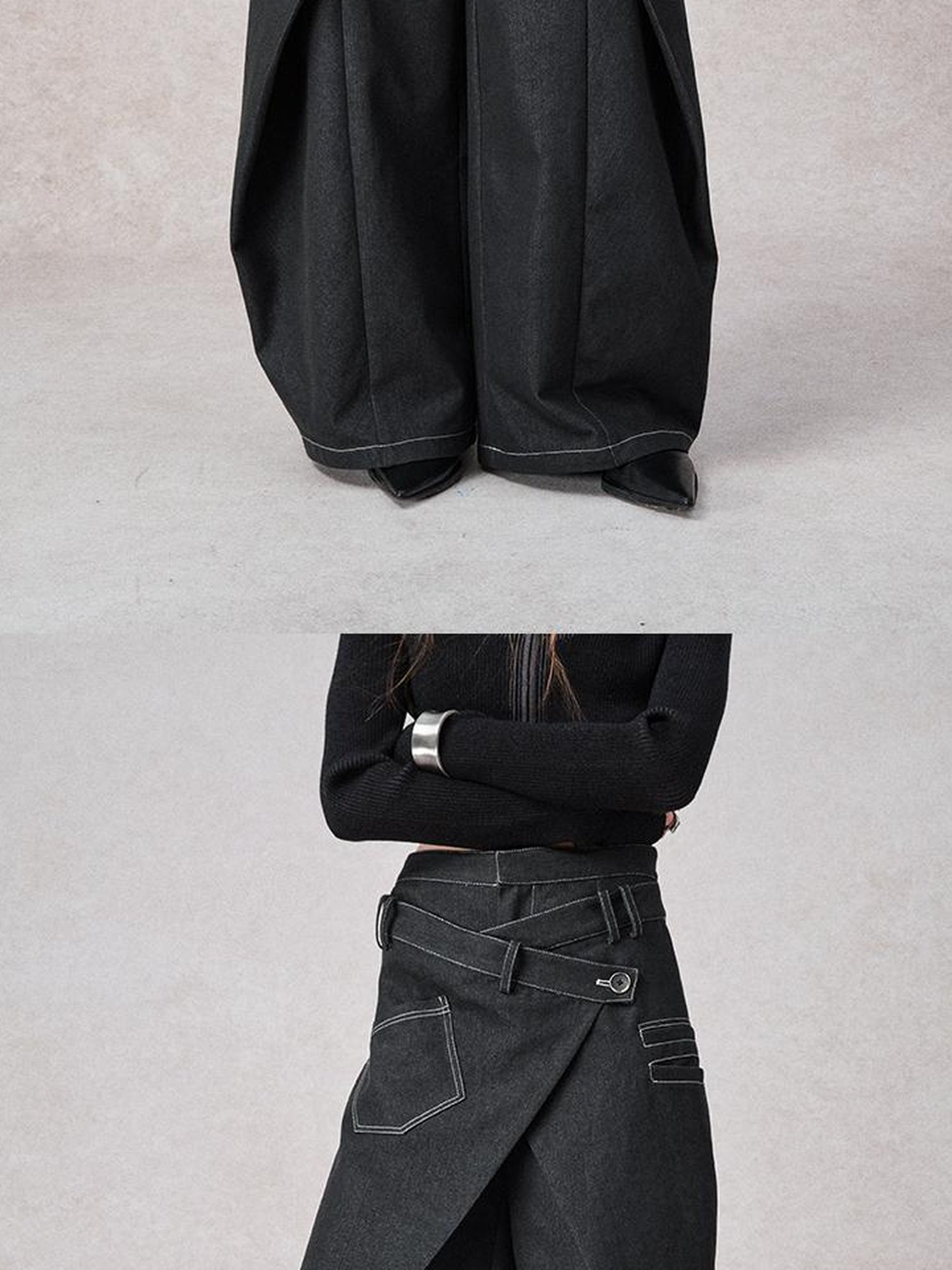 AnnoMundi Asymmetric Layered Wide Leg Pants