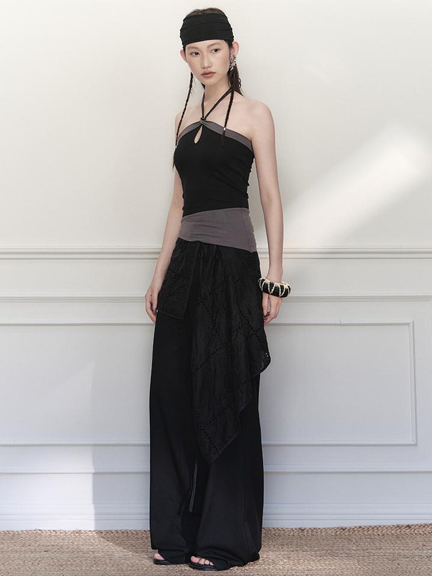 AnnoMundi Asymmetrical Knit Halter Tank Top