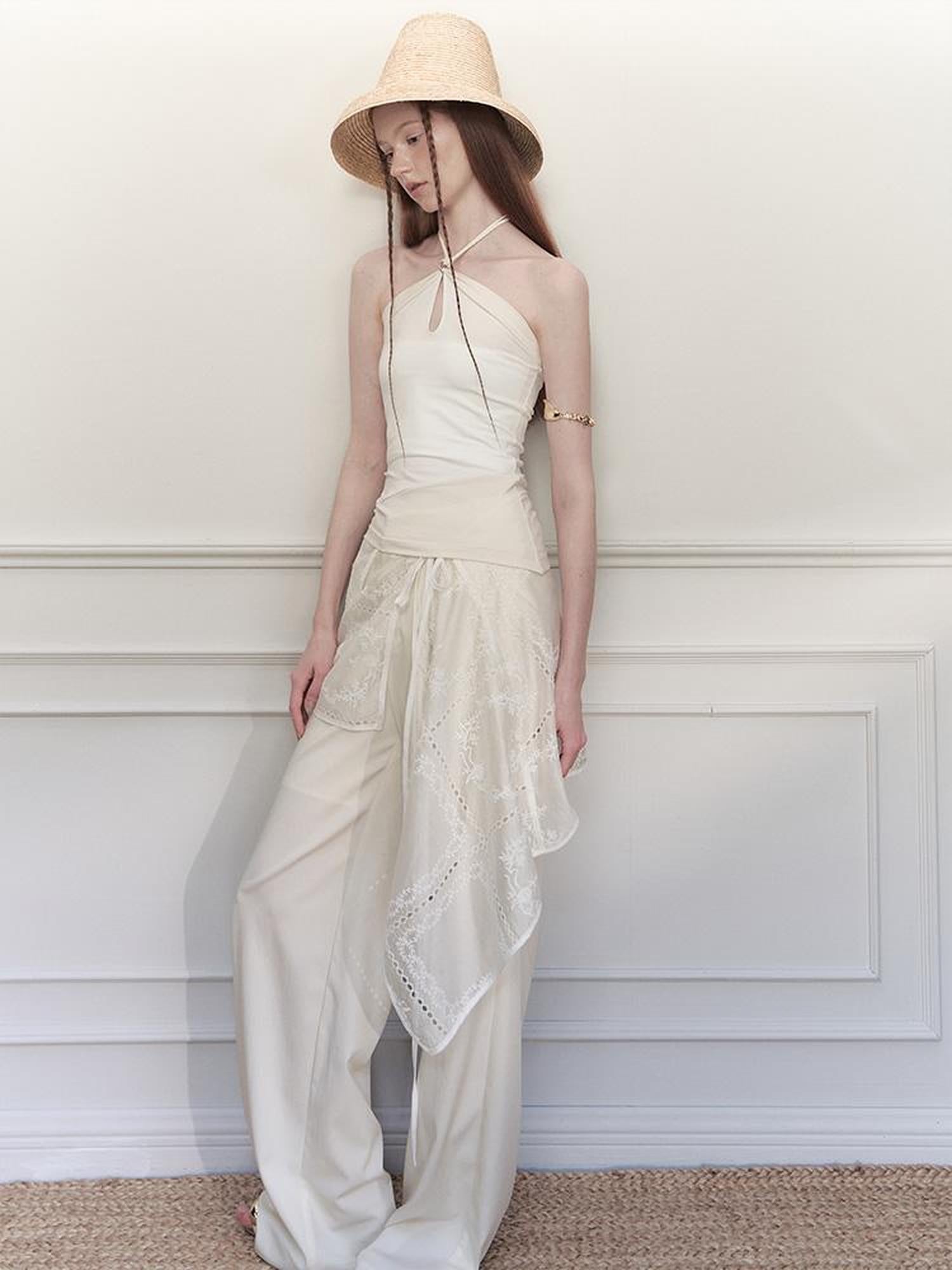 AnnoMundi Asymmetrical Knit Halter Tank Top