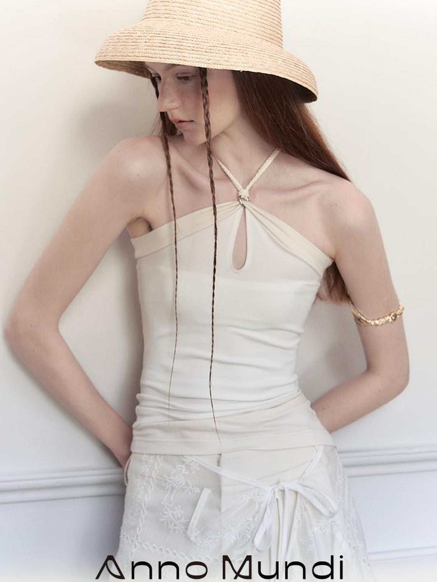 AnnoMundi Asymmetrical Knit Halter Tank Top