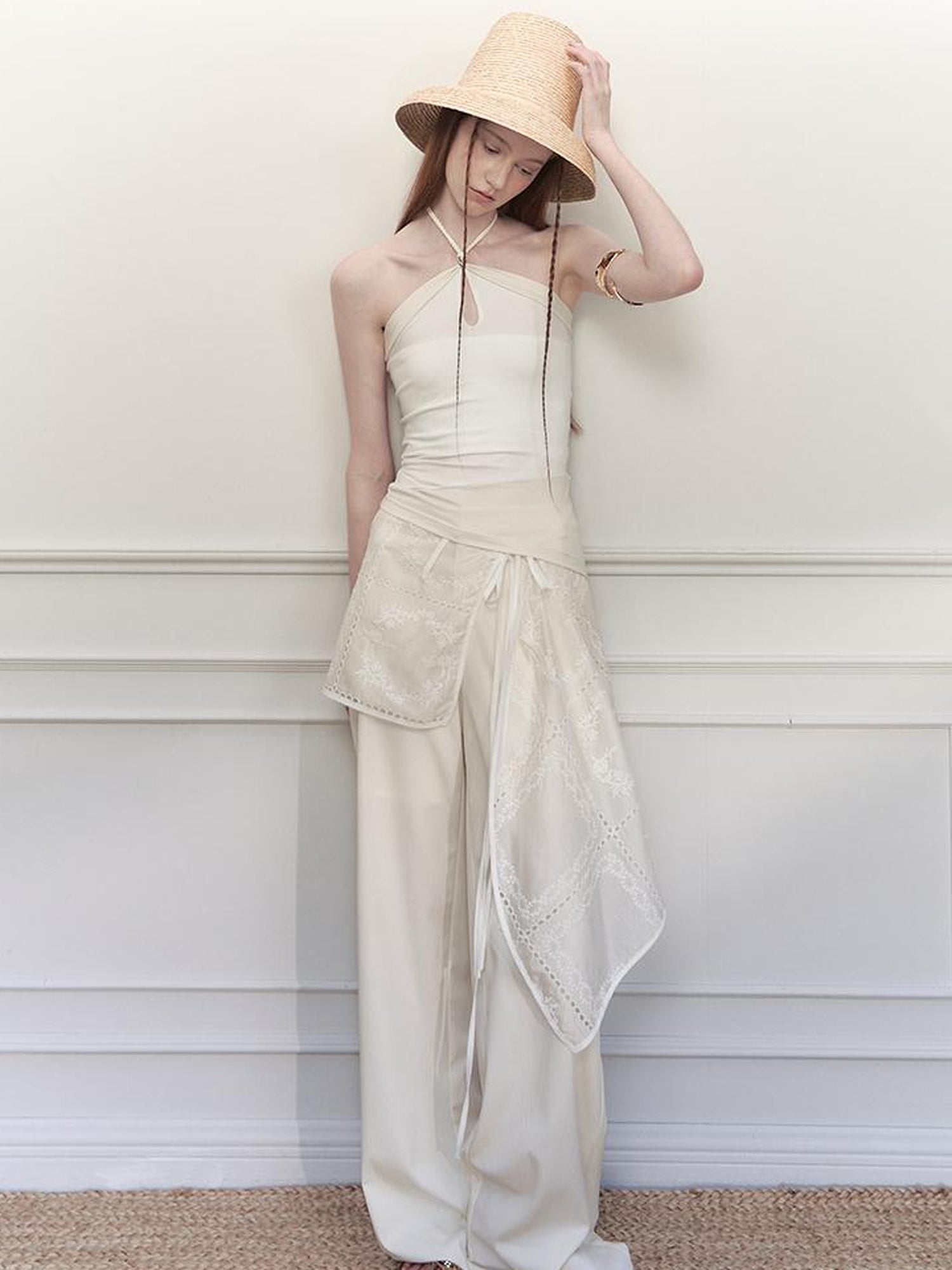 AnnoMundi Asymmetrical Knit Halter Tank Top