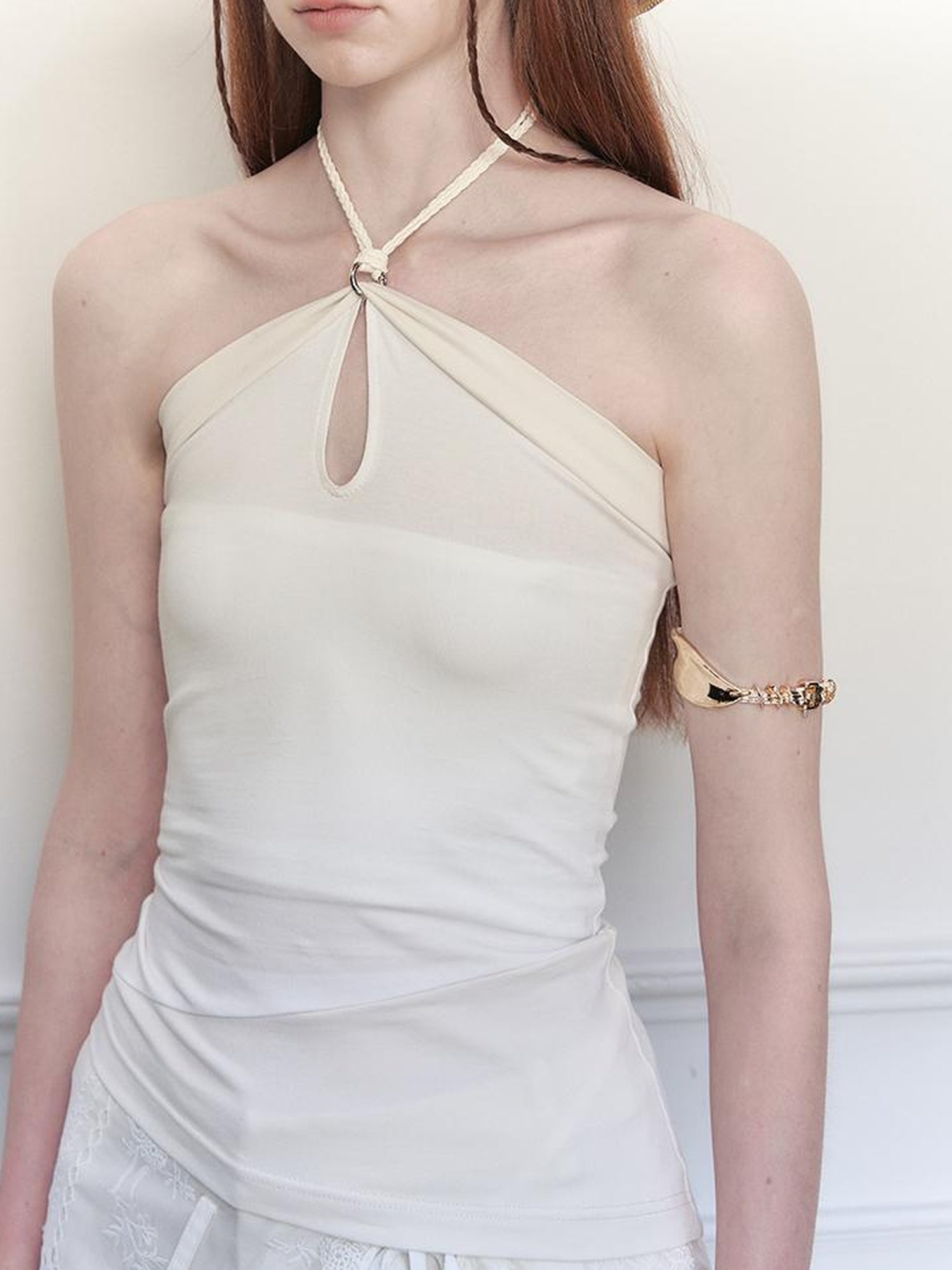 AnnoMundi Asymmetrical Knit Halter Tank Top