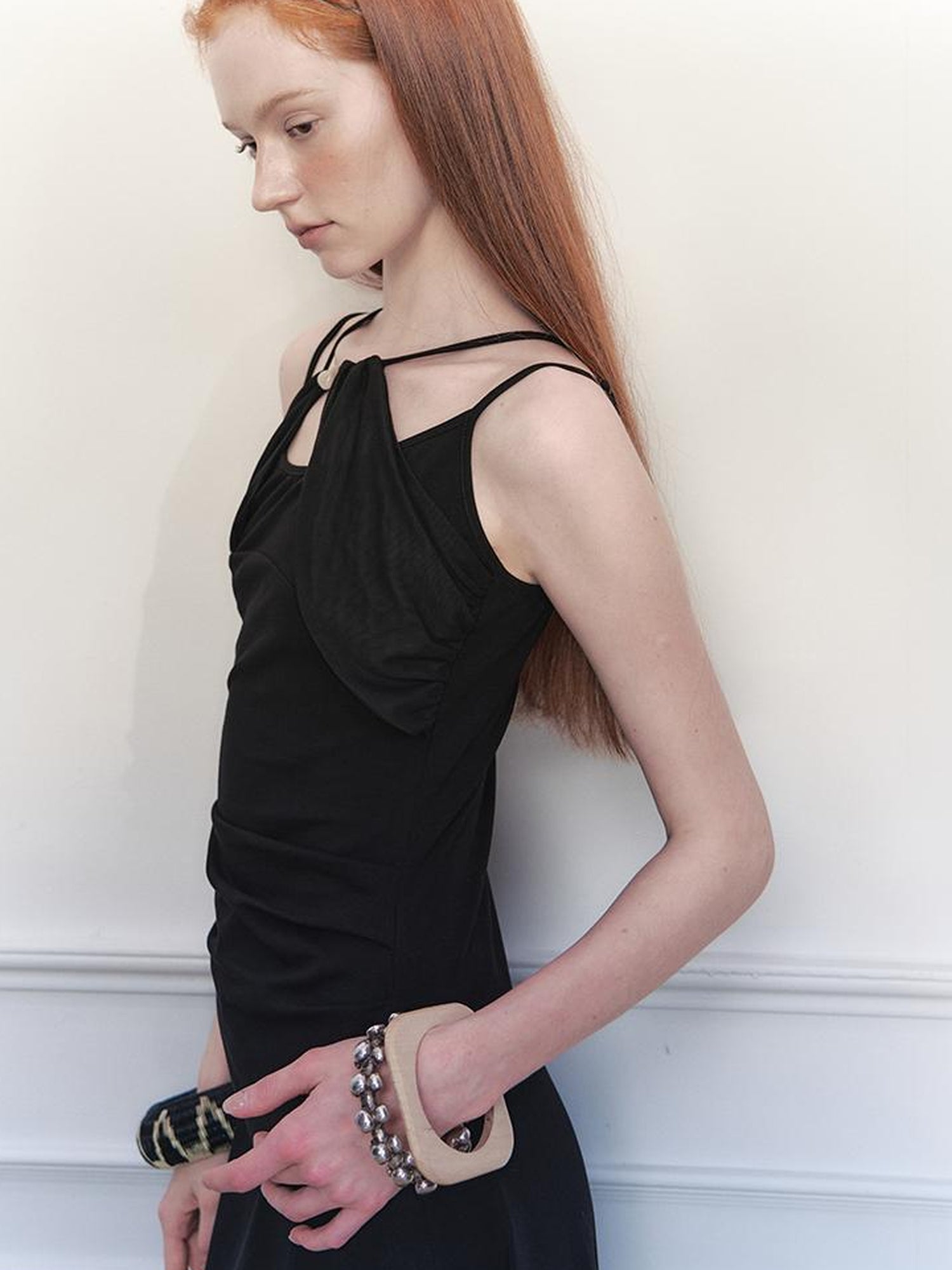 AnnoMundi Asymmetrical Slit Chiffon Maxi Dress