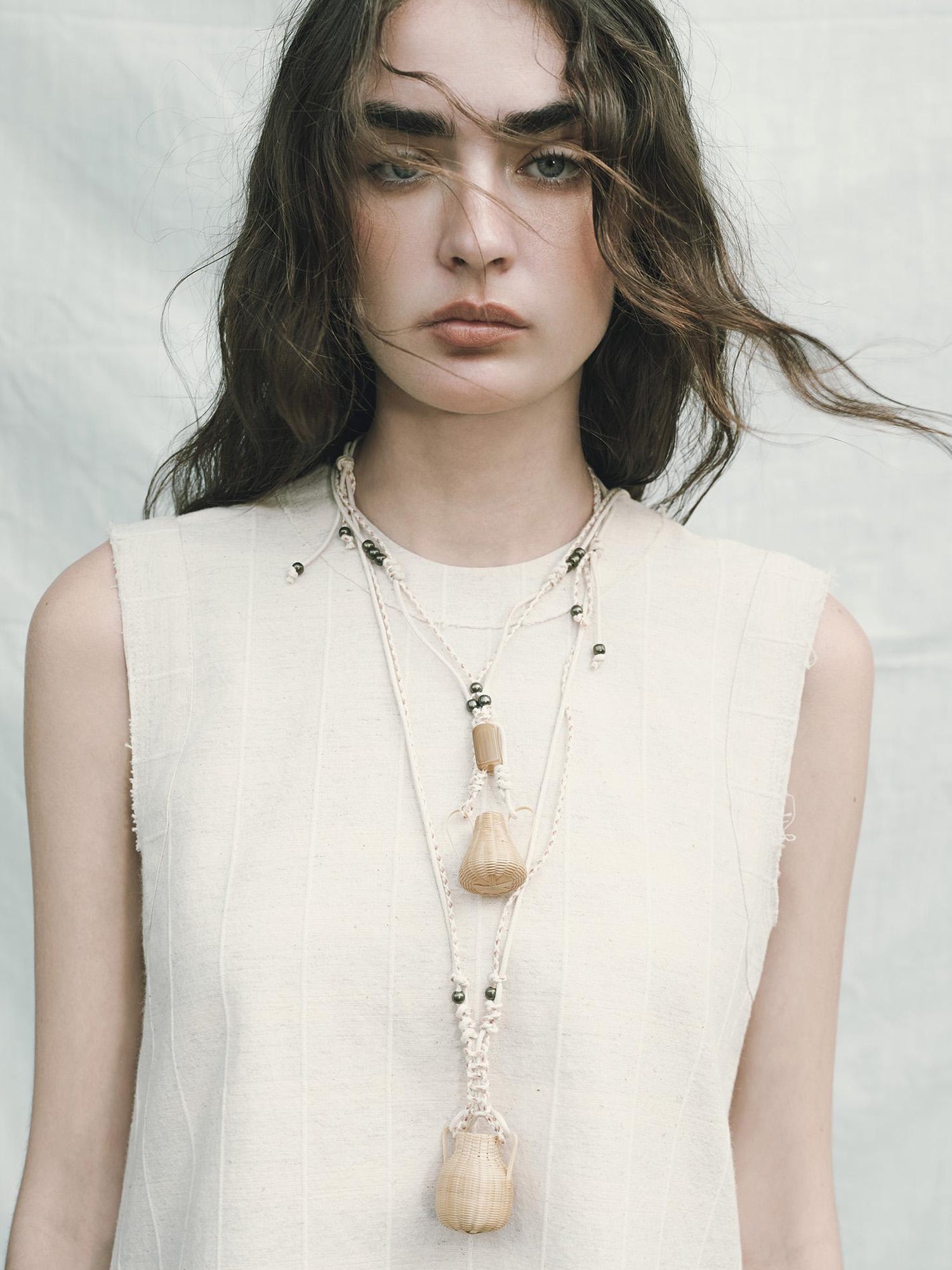 AnnoMundi Bamboo Woven Pendant Necklace