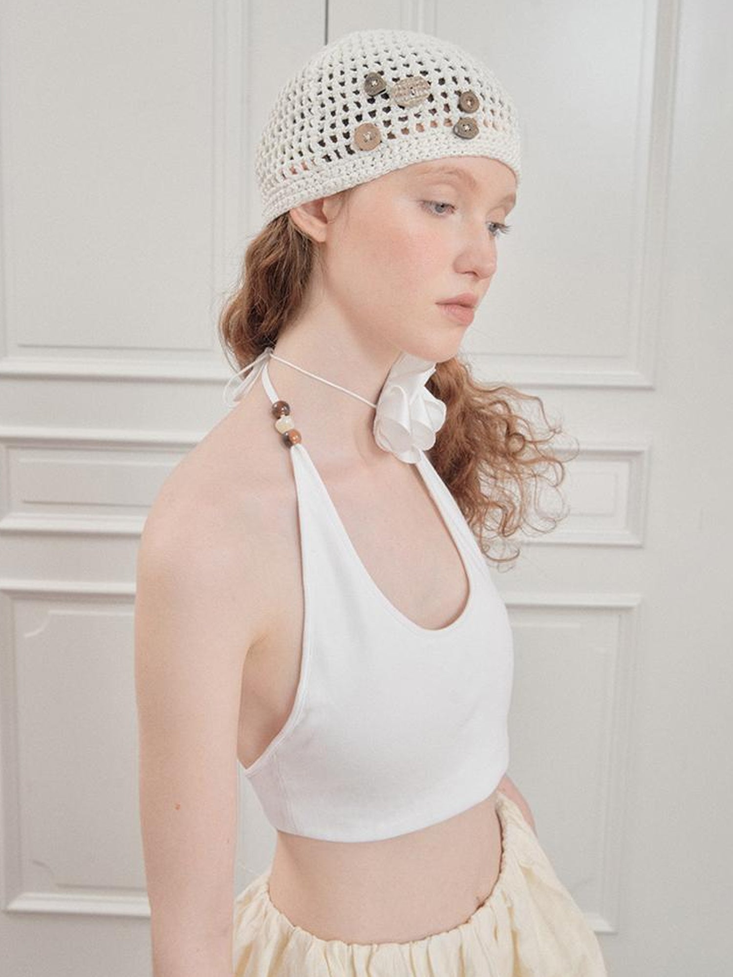 AnnoMundi Beaded Halter Neck Crop Top
