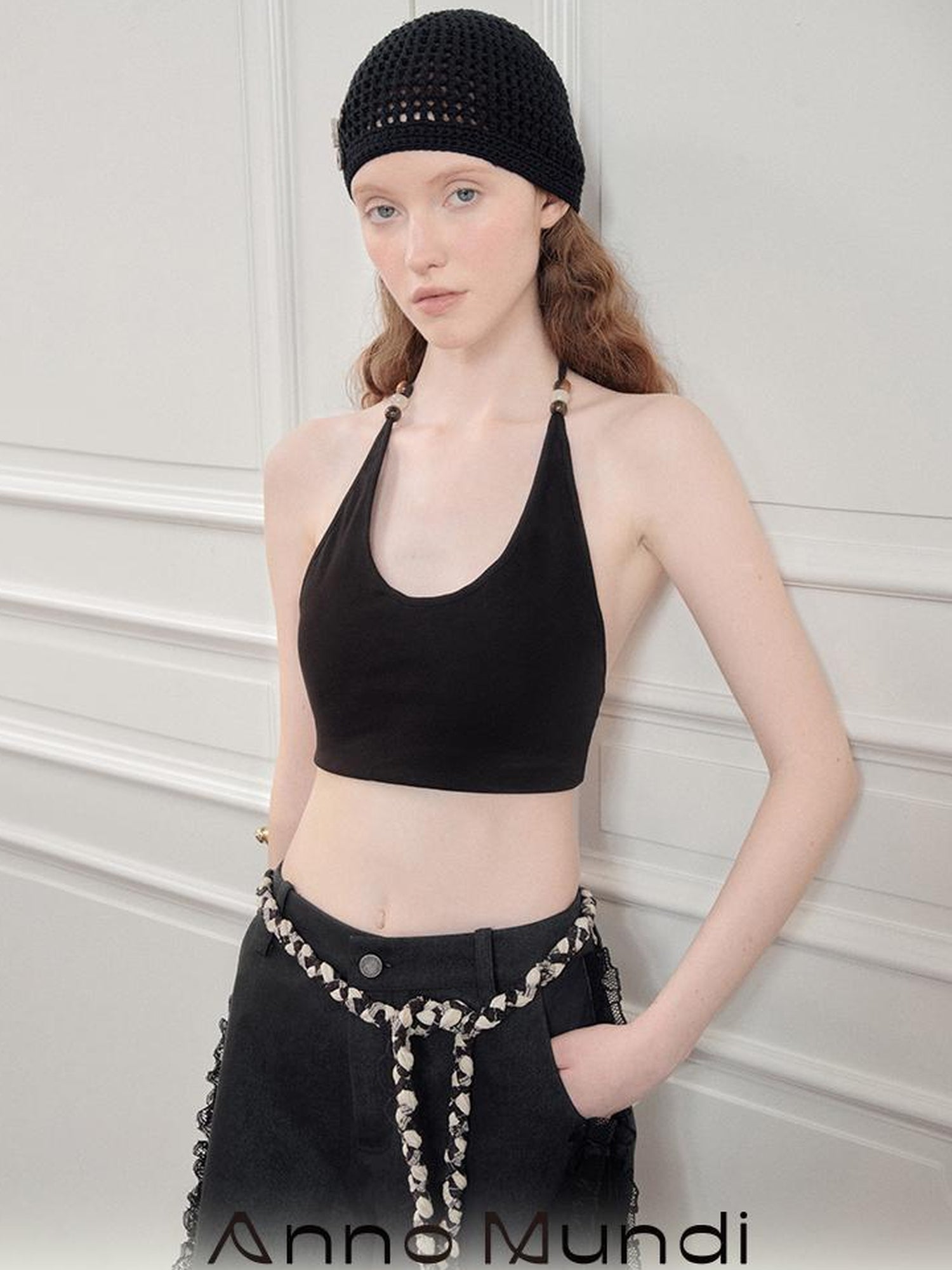 AnnoMundi Beaded Halter Neck Crop Top
