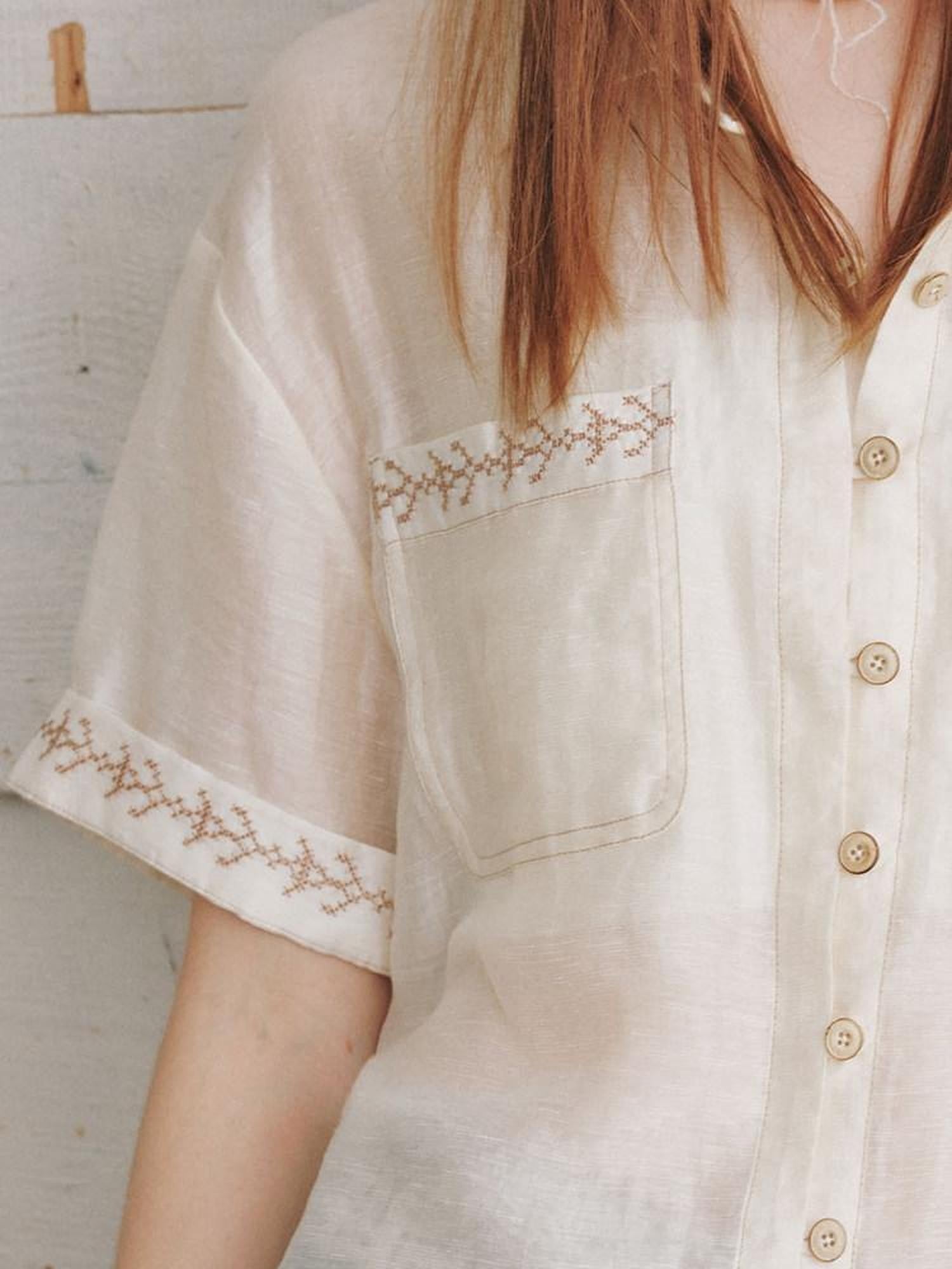 AnnoMundi Beige Embroidered Relaxed Loose Women&