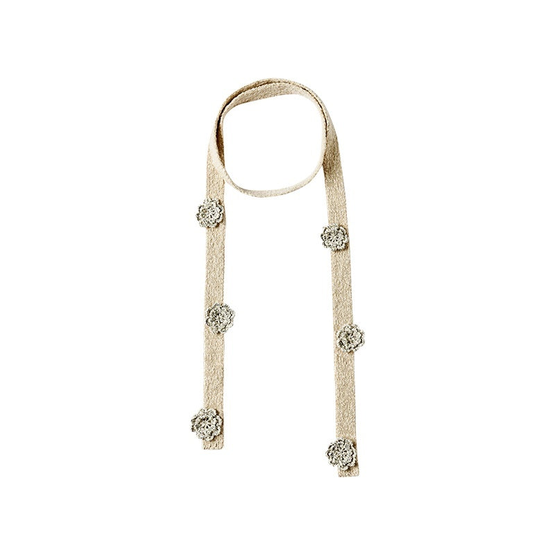 AnnoMundi Ceintures en coton beige romantiques, tissées à la main au crochet, style bohème ethnique, pour femmes