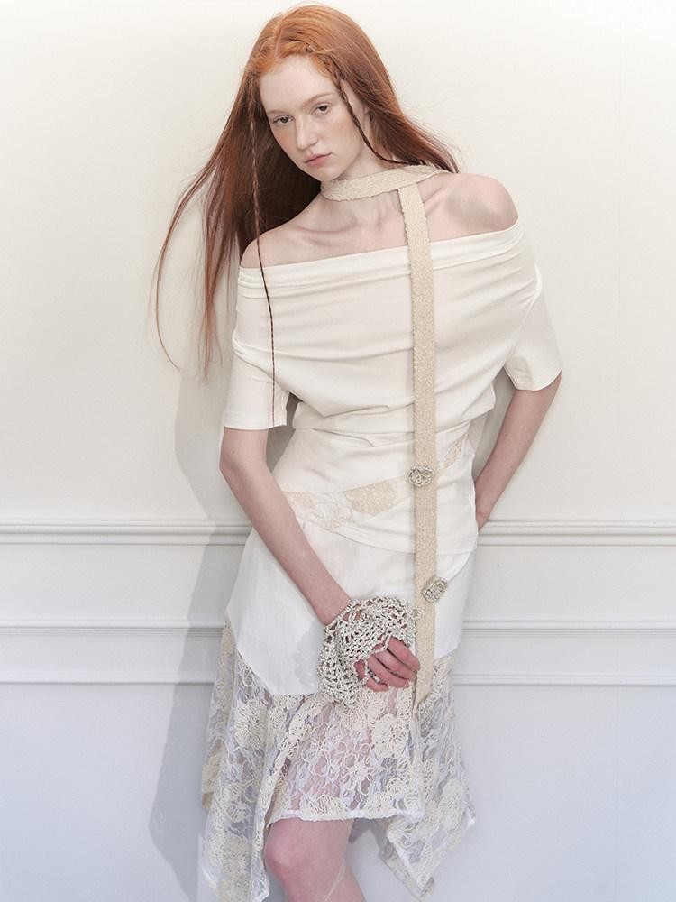 AnnoMundi Ceintures en coton beige romantiques, tissées à la main au crochet, style bohème ethnique, pour femmes