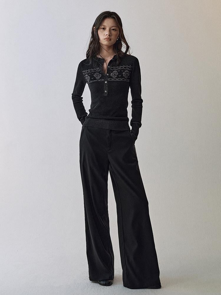 AnnoMundi Black Brown Tie Waist Pleated Women&