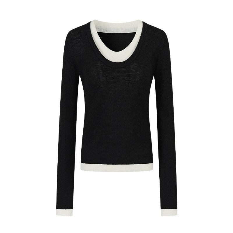 AnnoMundi T-shirts à manches longues pour femmes en lin mélangé, à col en V, avec boutons et coloris en blocs.