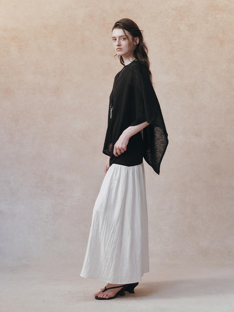 AnnoMundi Black Detachable Shawl Crinkled Ramie Women&