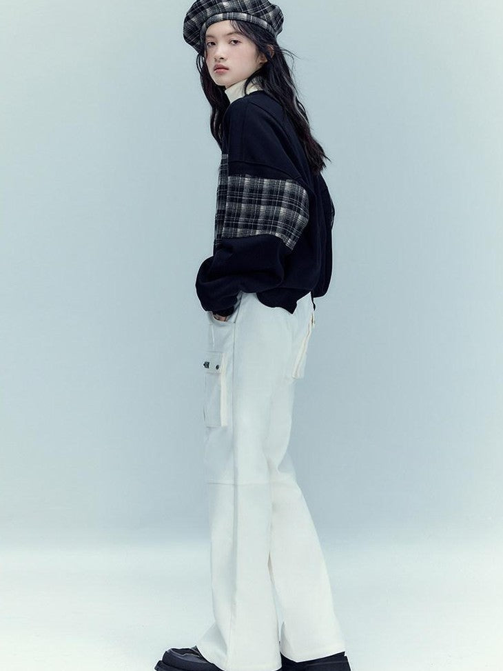 AnnoMundi Black White Classic Embroidered Plaid Checked Women&