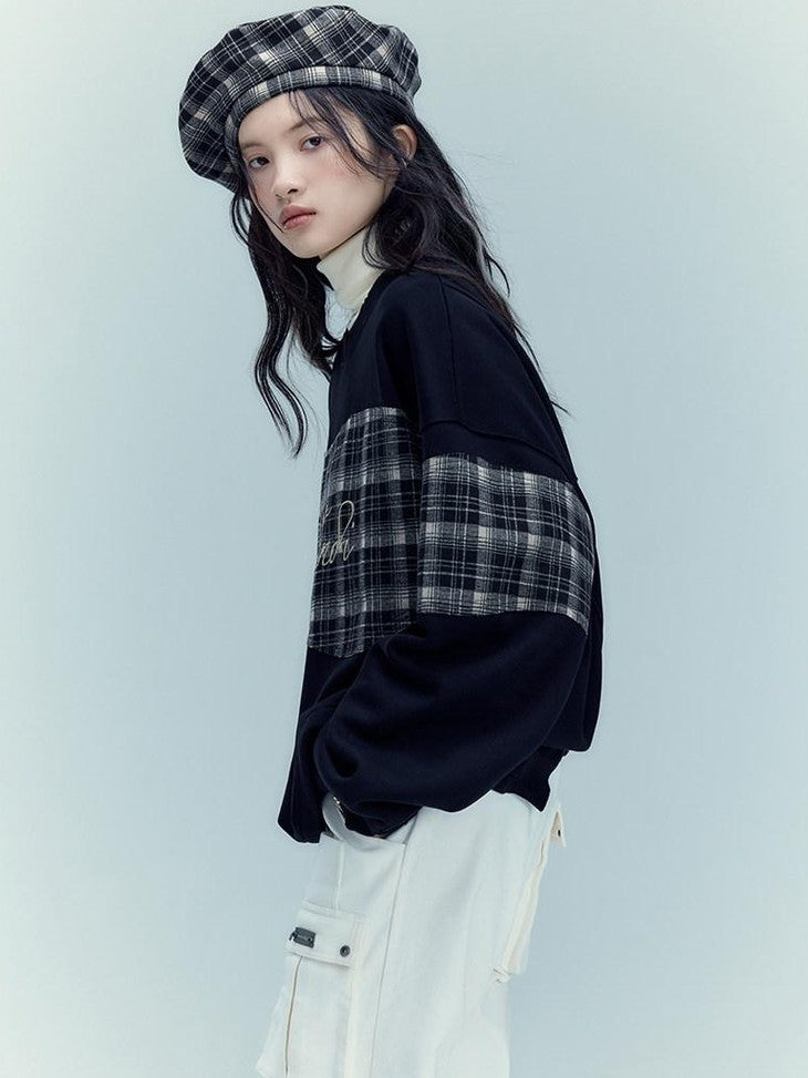 AnnoMundi Black White Classic Embroidered Plaid Checked Women&