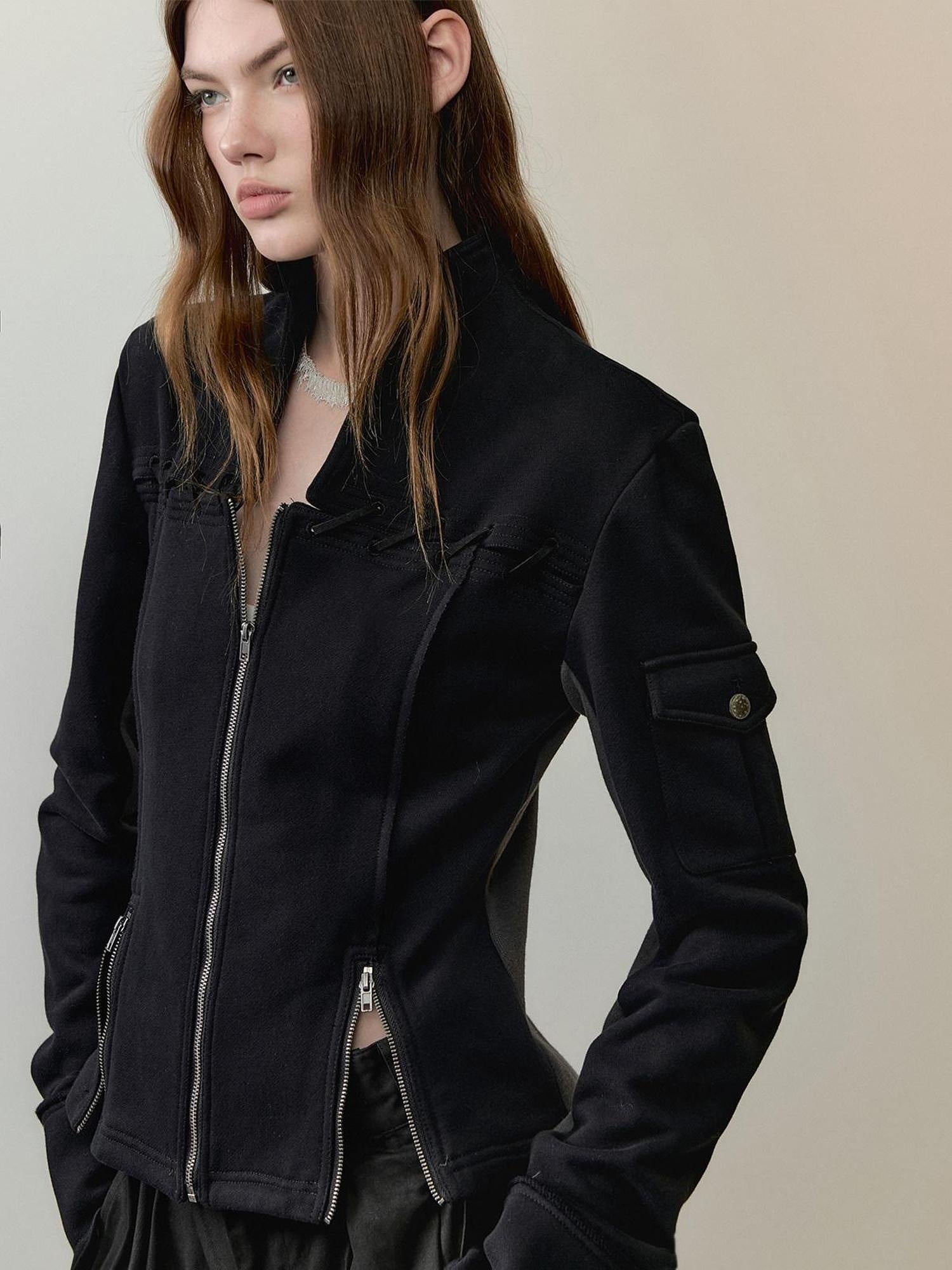 AnnoMundi Breathable Cotton Blend Loose Fit Zip Front Cardigan Commuter Jacket