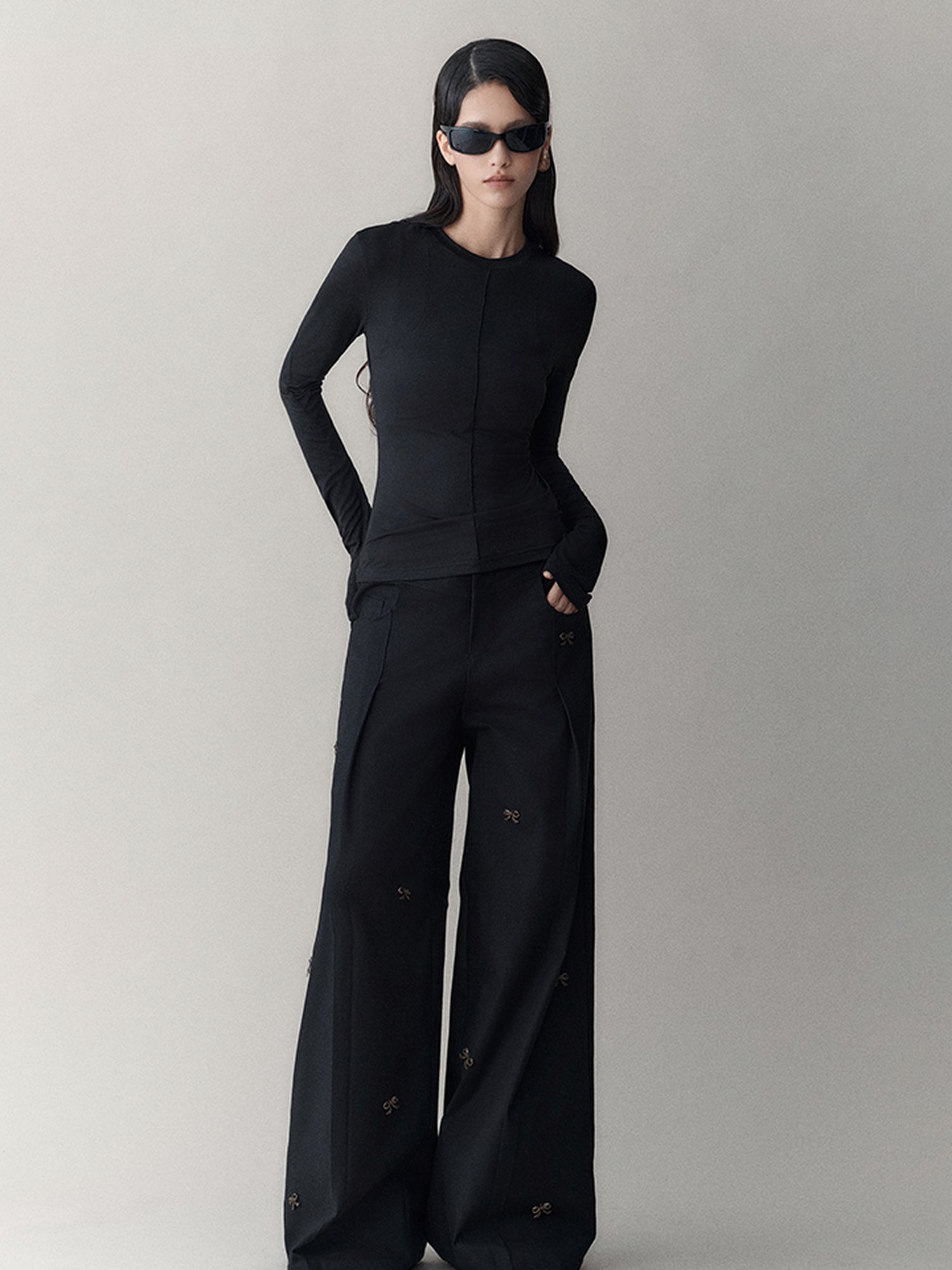 AnnoMundi Butterfly Bow High Waisted Wide Leg Pants