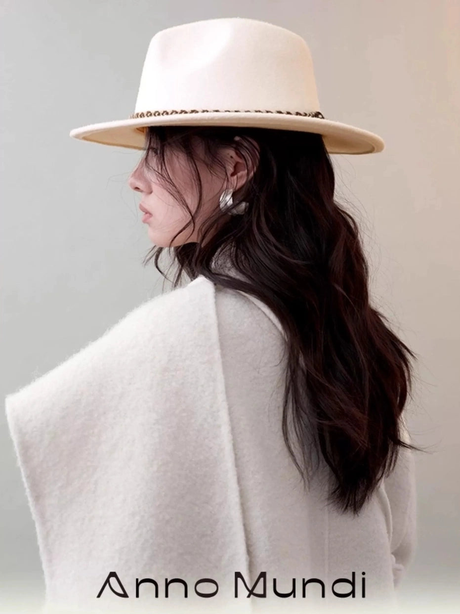 AnnoMundi Cashmere Wool Classic Black White Ladies Hat Hat