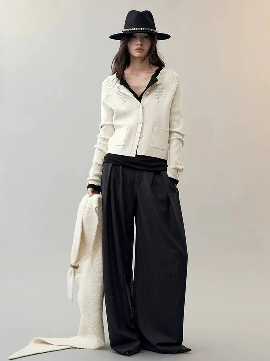 AnnoMundi Cashmere Wool Classic Black White Ladies Hat Hat