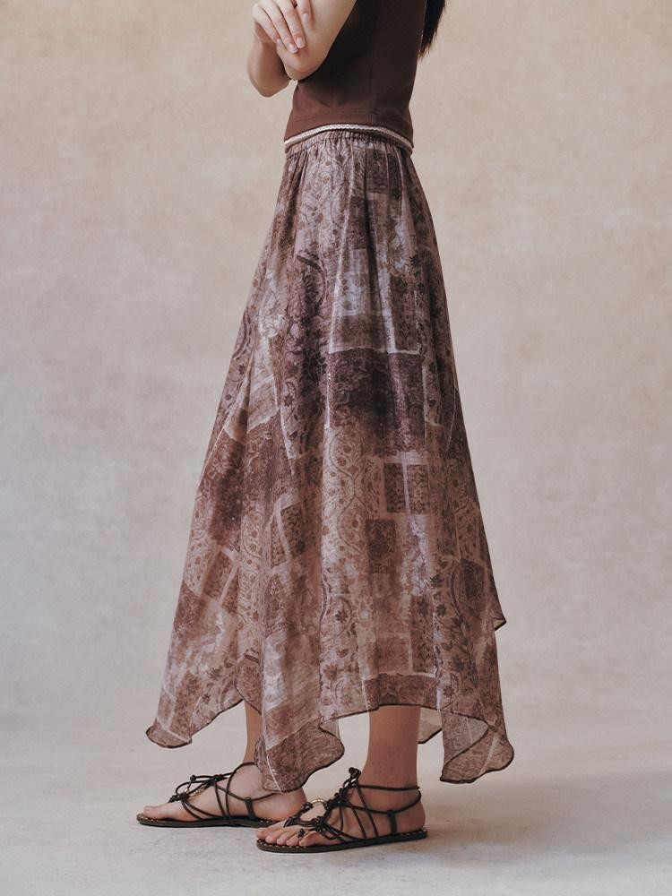 AnnoMundi Chinese Asymmetric Print Detachable Panel Patchwork Women&