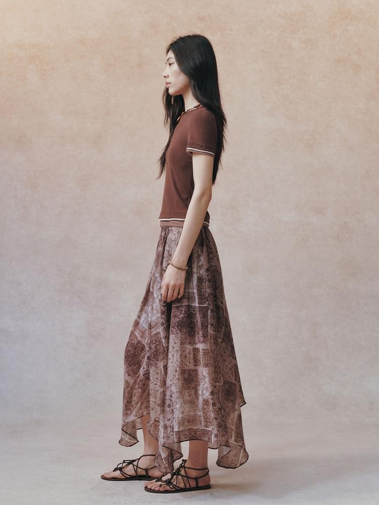 AnnoMundi Chinese Asymmetric Print Detachable Panel Patchwork Women&