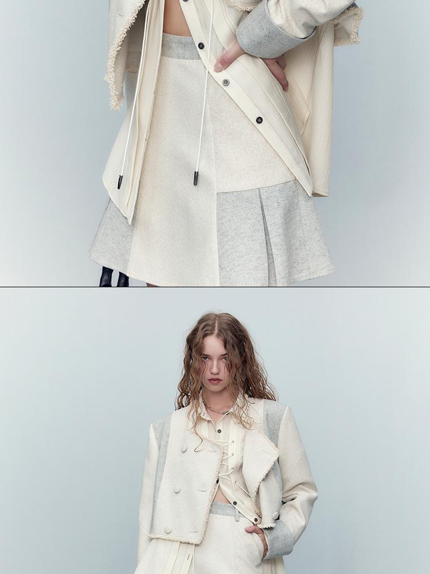 AnnoMundi Classic Pleated Tencel Shirt With Layered Placket And Waist Tie