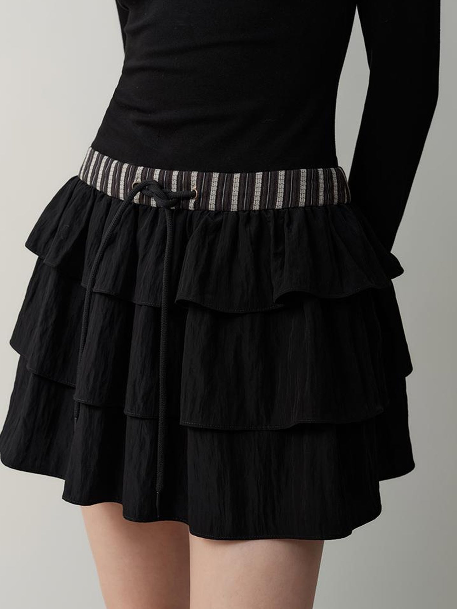 AnnoMundi Contrast Collar Striped Knit Shirt Dress