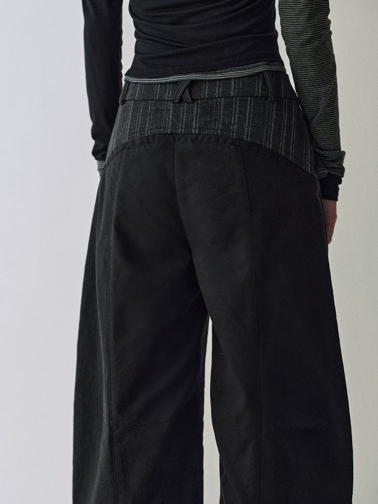 AnnoMundi Cotton 100% High Waist Patchwork Casual Womens Double Waist Pants