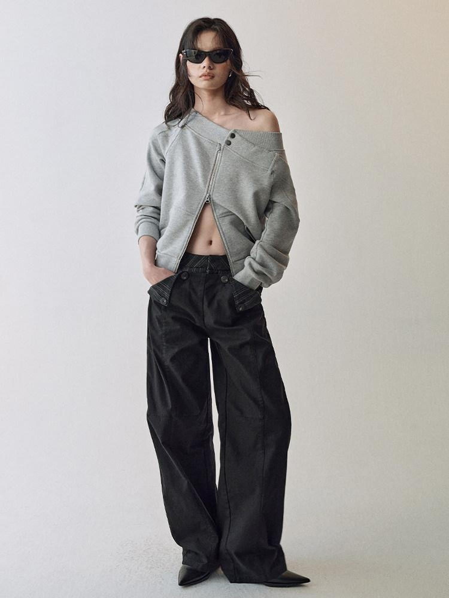 AnnoMundi Cotton 100% High Waist Patchwork Casual Womens Double Waist Pants