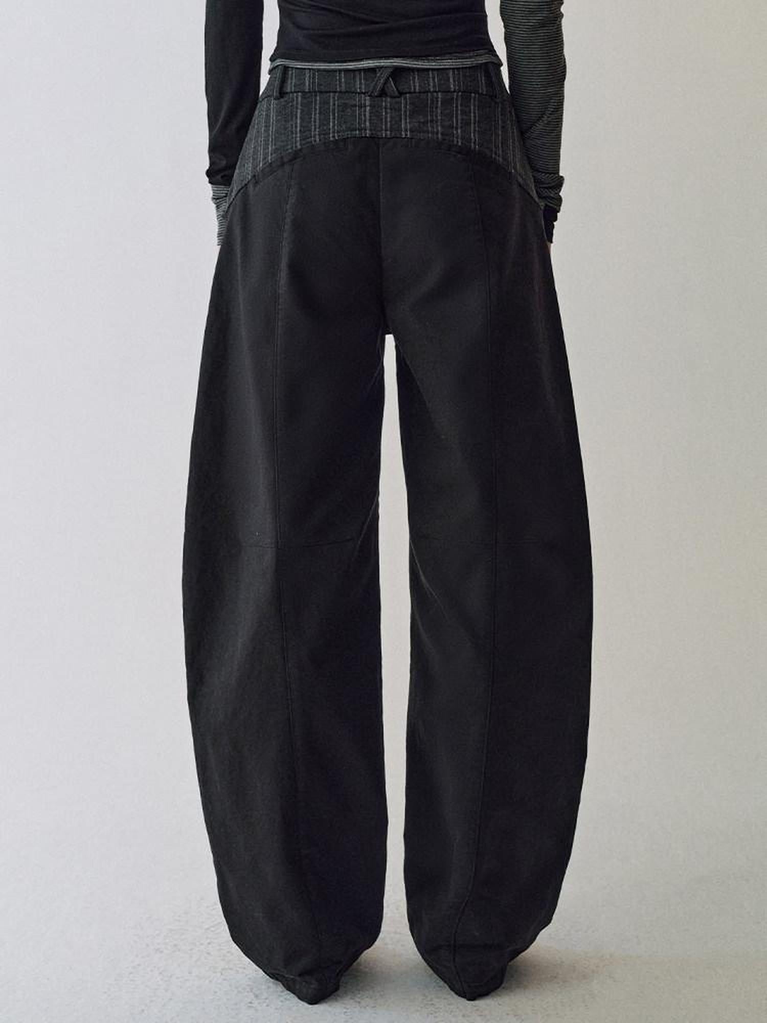 AnnoMundi Cotton 100% High Waist Patchwork Casual Womens Double Waist Pants