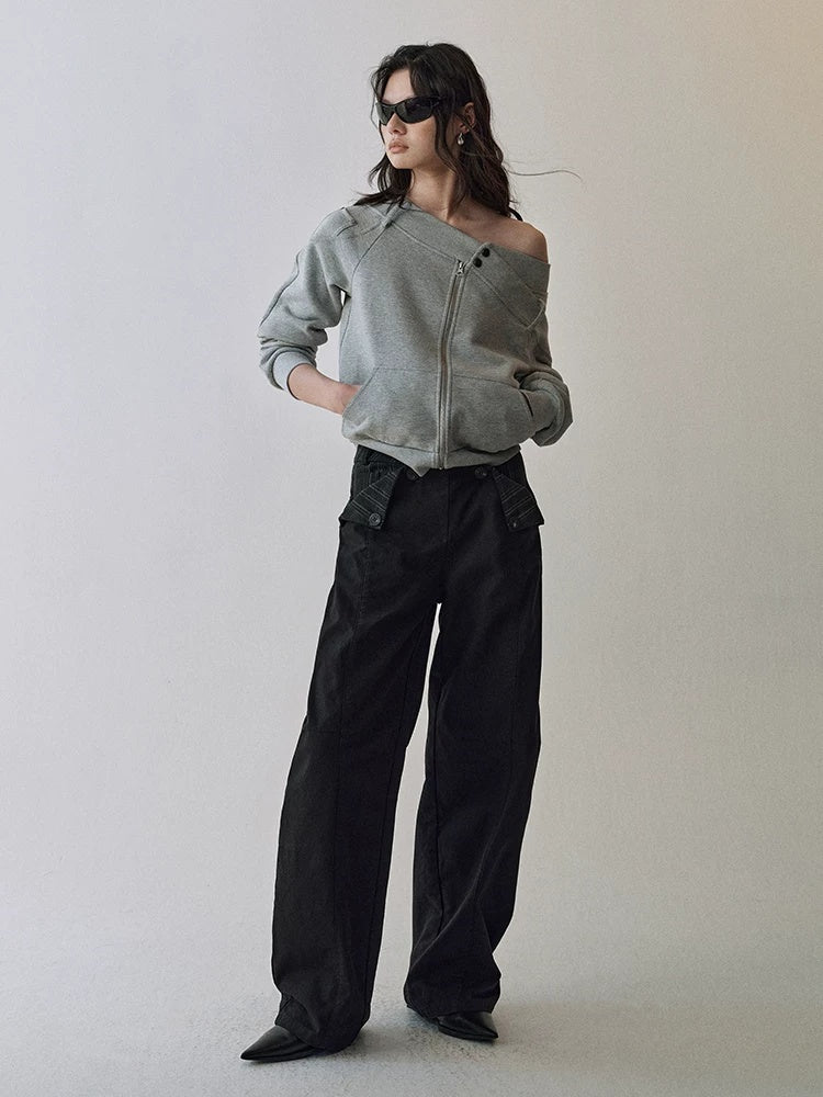 AnnoMundi Cotton 100% High Waist Patchwork Casual Womens Double Waist Pants