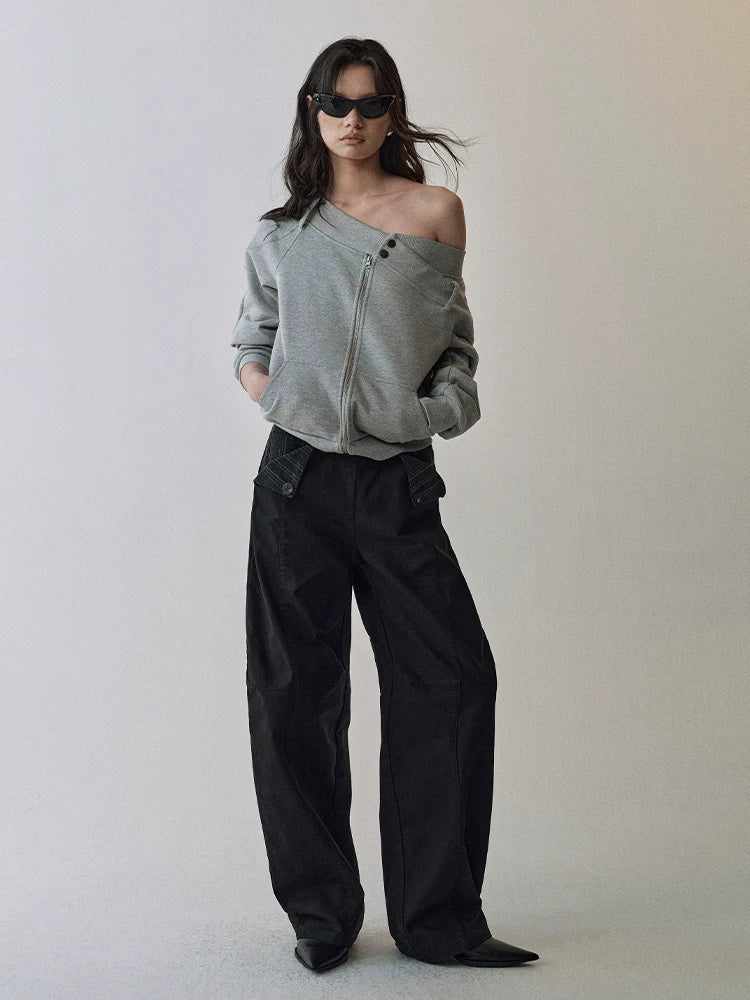 AnnoMundi Cotton 100% High Waist Patchwork Casual Womens Double Waist Pants