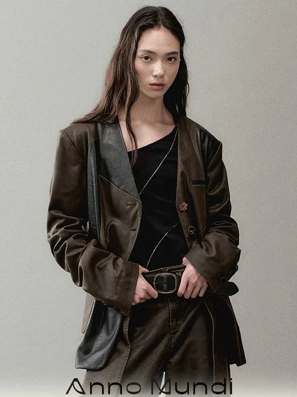 AnnoMundi Cracked Leather Patchwork Blazer Blazer