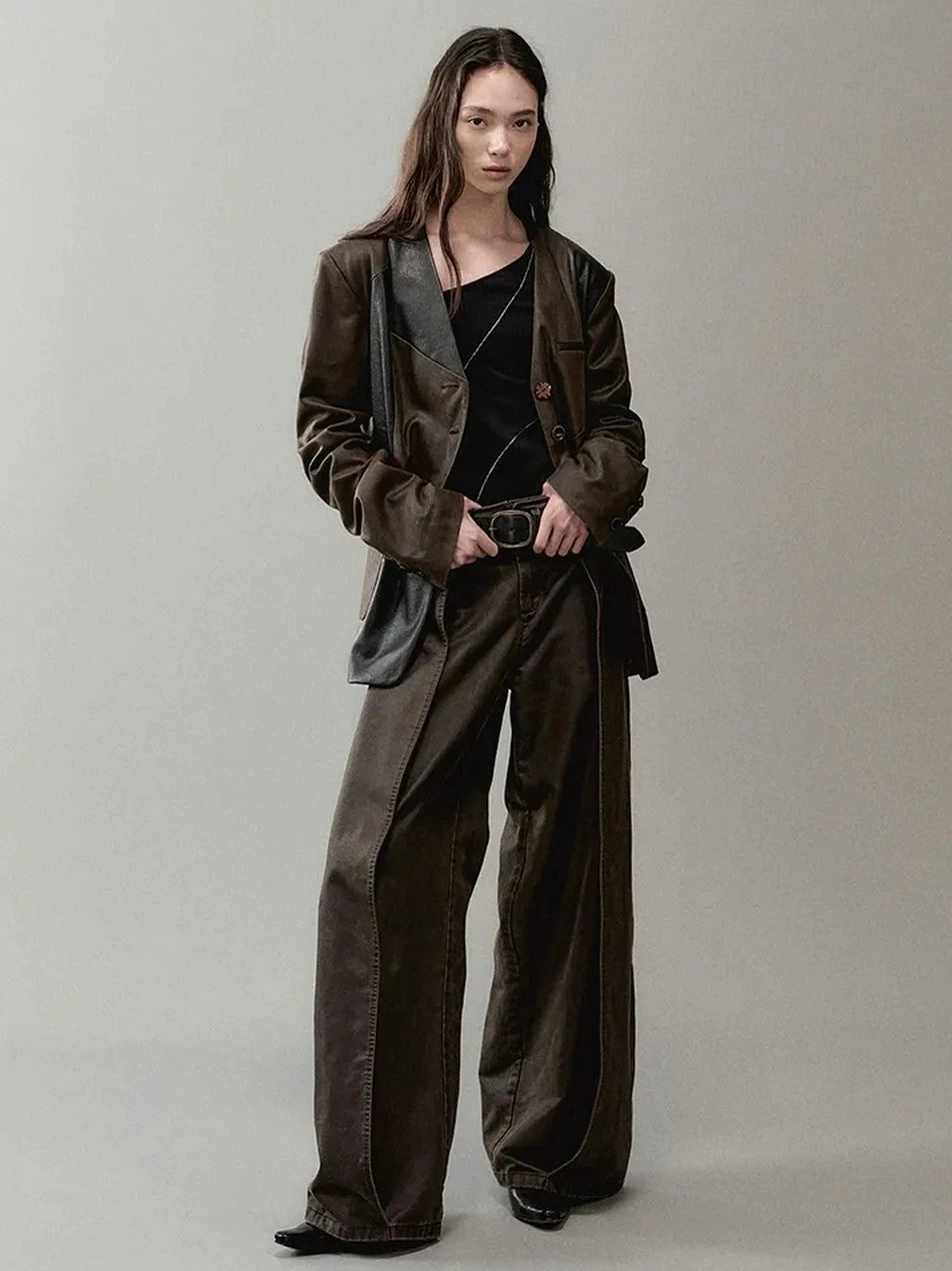 AnnoMundi Cracked Leather Patchwork Blazer Blazer