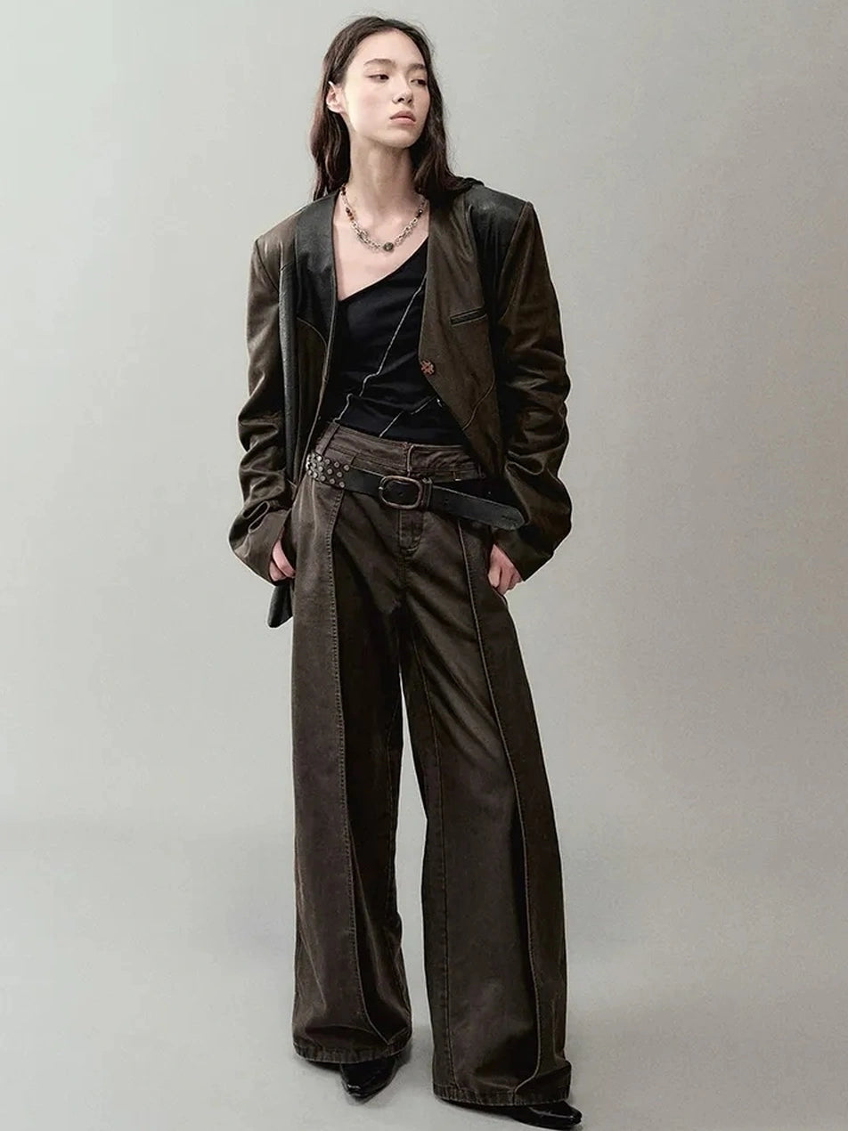 AnnoMundi Cracked Leather Patchwork Blazer Blazer