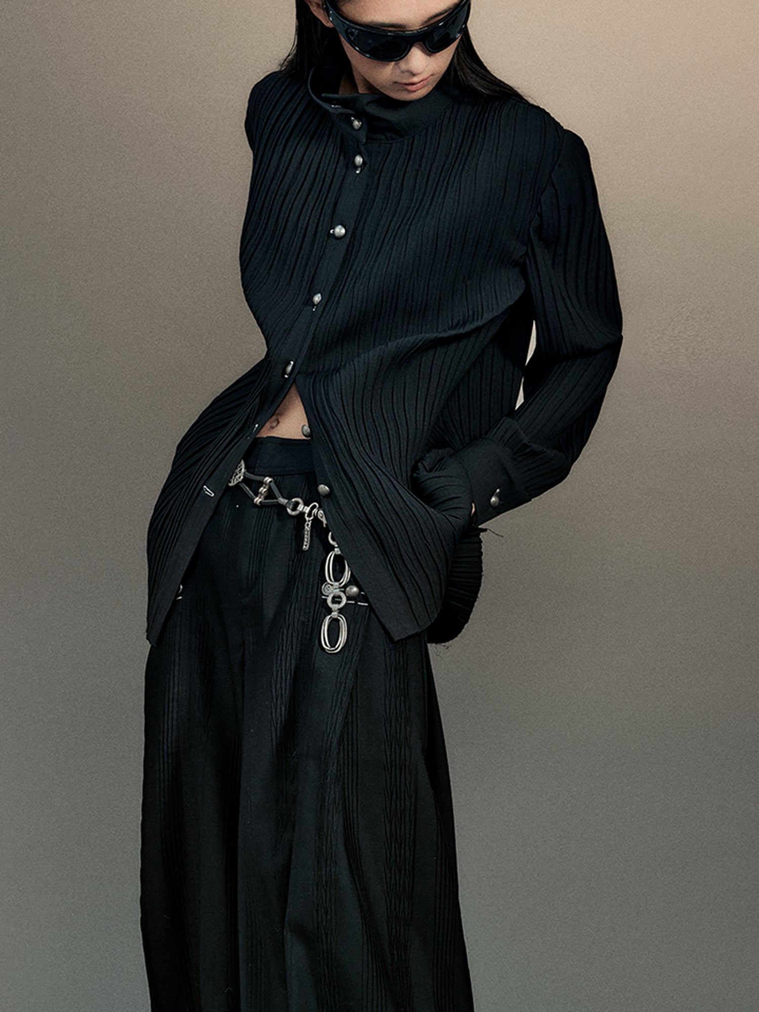 AnnoMundi Crescent Wrinkle Metal Button Shirt