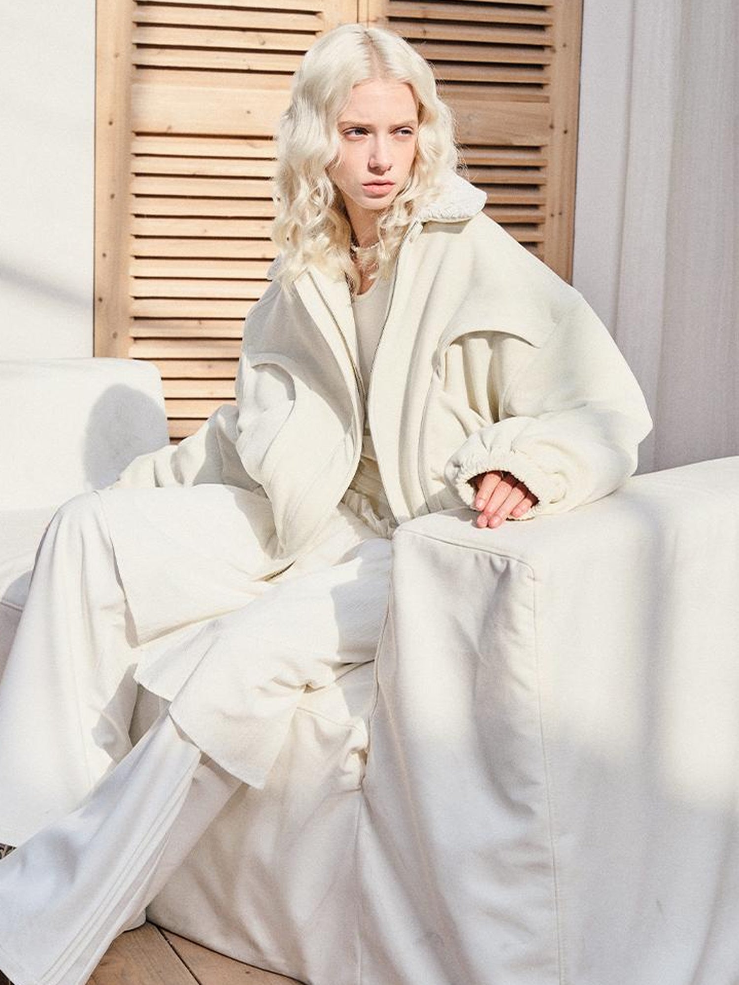 AnnoMundi Crochet Trim Corduroy Cotton Coat With Graphene Fill