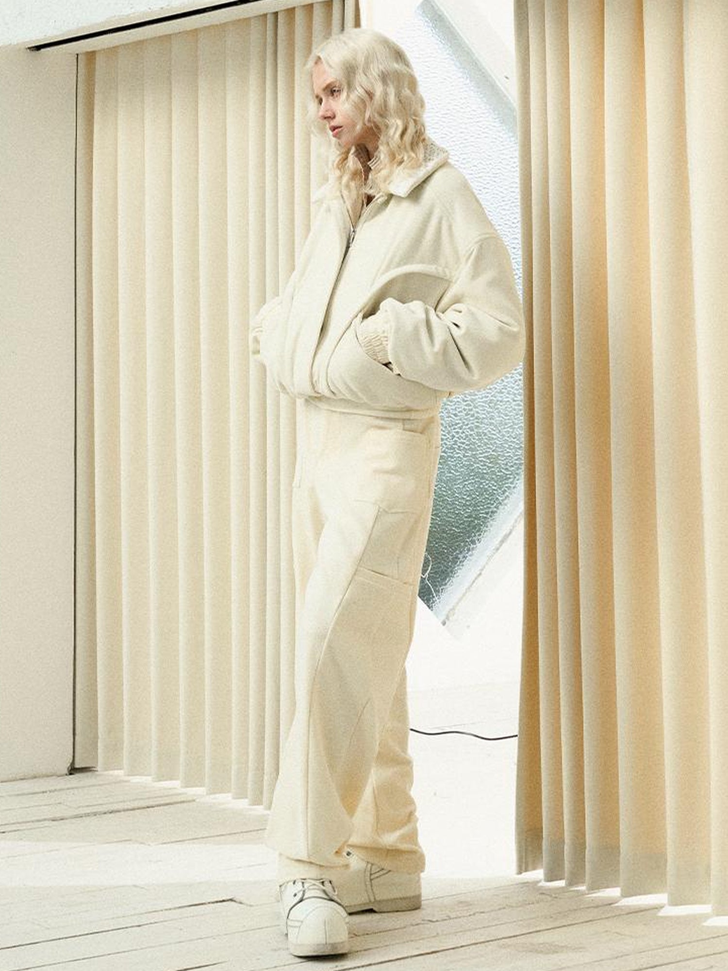 AnnoMundi Crochet Trim Corduroy Cotton Coat With Graphene Fill
