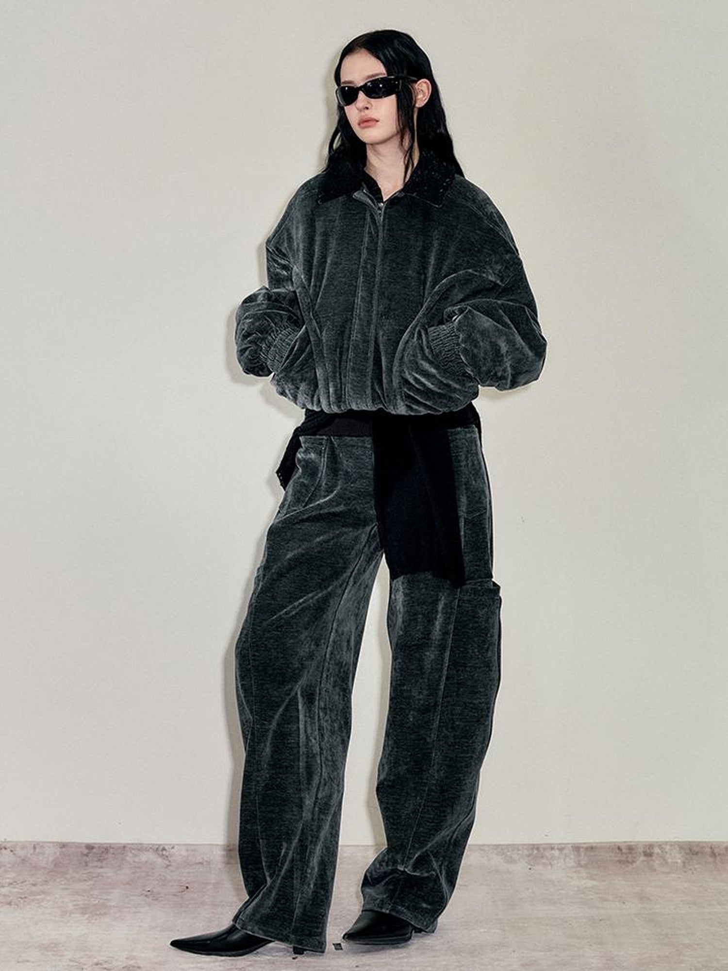 AnnoMundi Crochet Trim Corduroy Cotton Coat With Graphene Fill