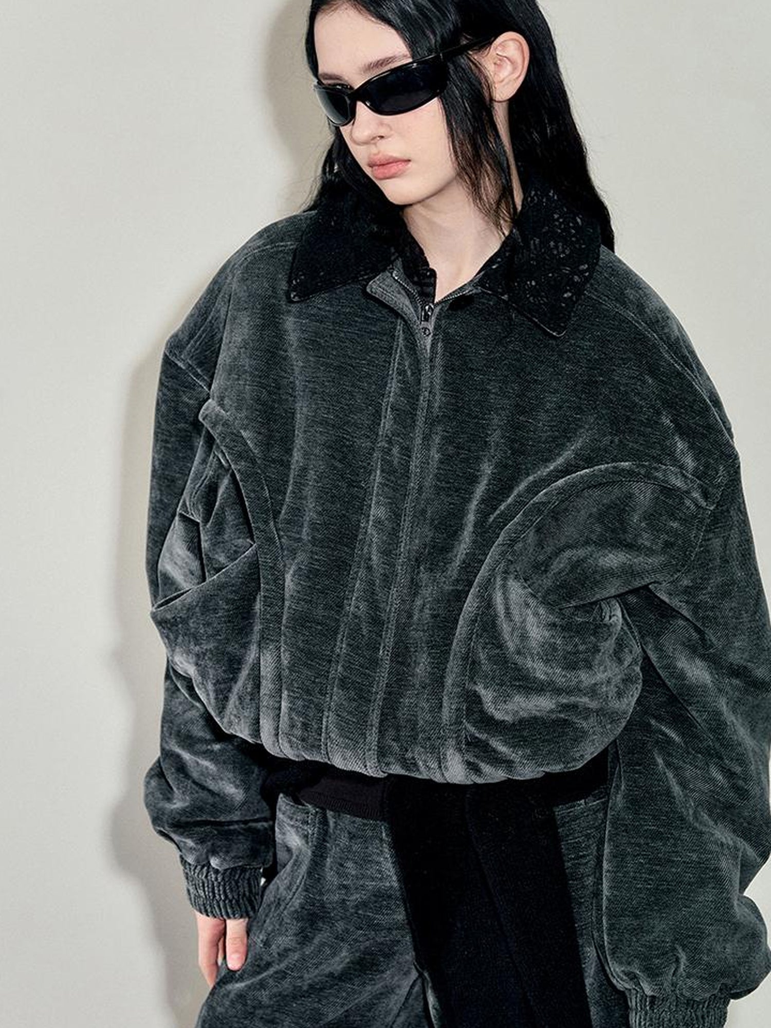 AnnoMundi Crochet Trim Corduroy Cotton Coat With Graphene Fill