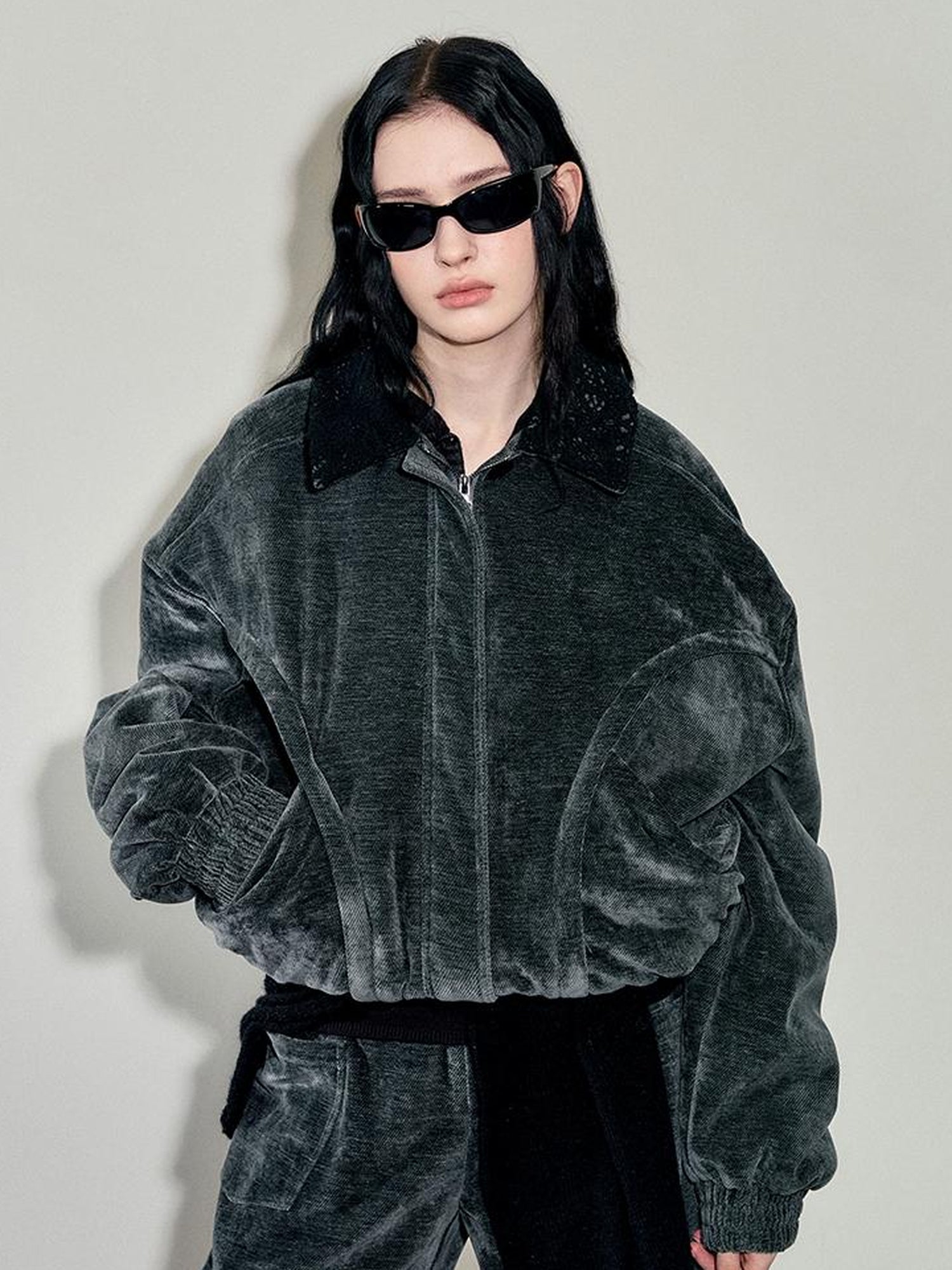 AnnoMundi Crochet Trim Corduroy Cotton Coat With Graphene Fill