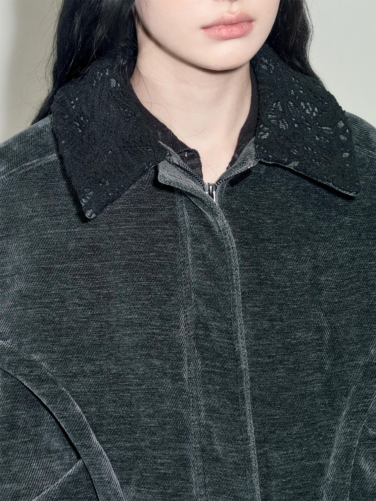 AnnoMundi Crochet Trim Corduroy Cotton Coat With Graphene Fill