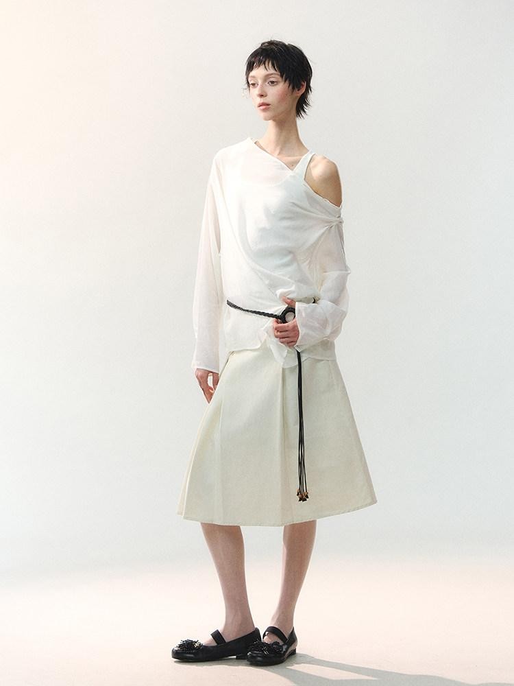 AnnoMundi Cropped Asymmetric Ring Buckle One Shoulder U Neck Women&