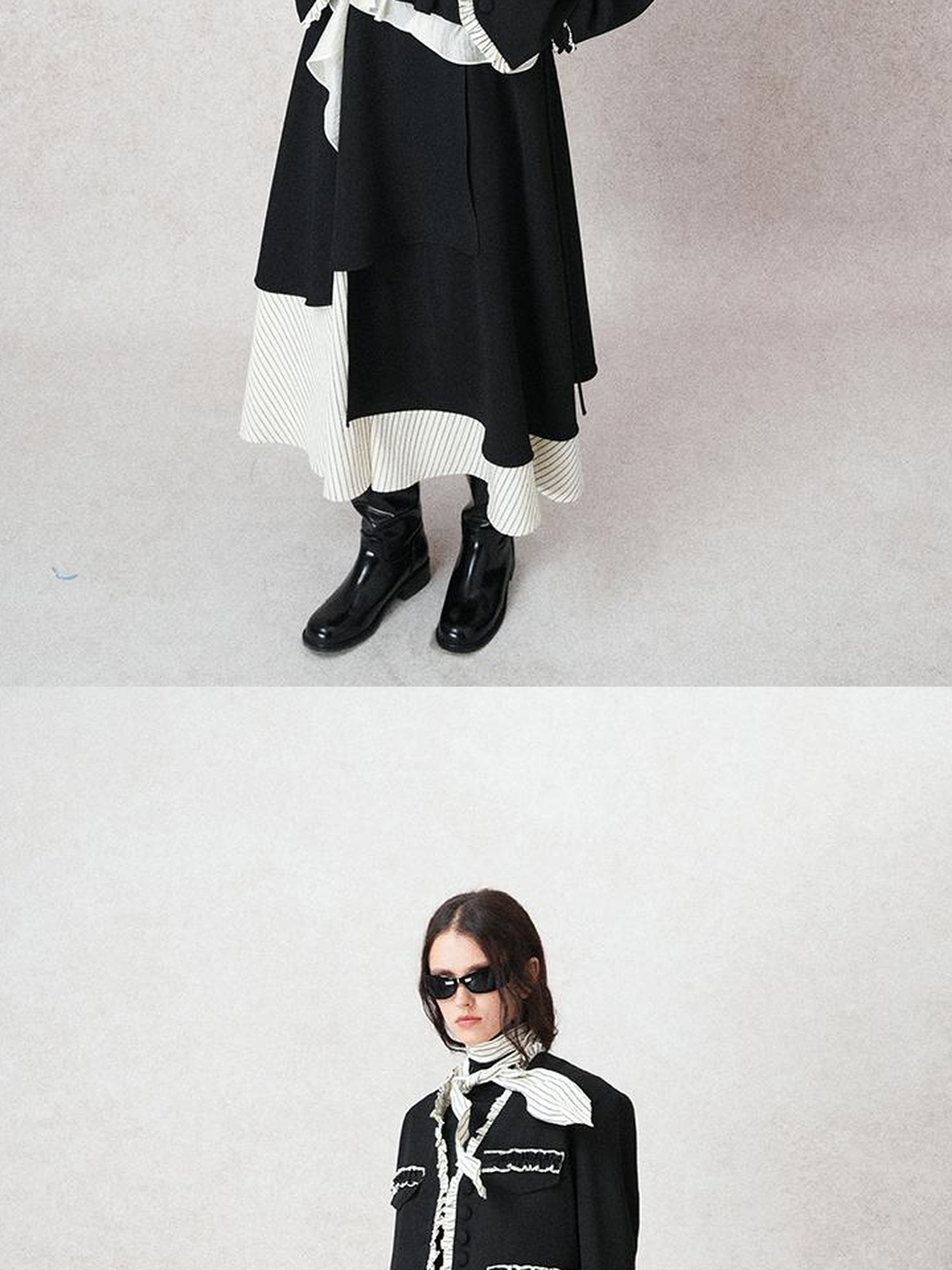 AnnoMundi Cropped Peplum Blazer With Ruffle Hem
