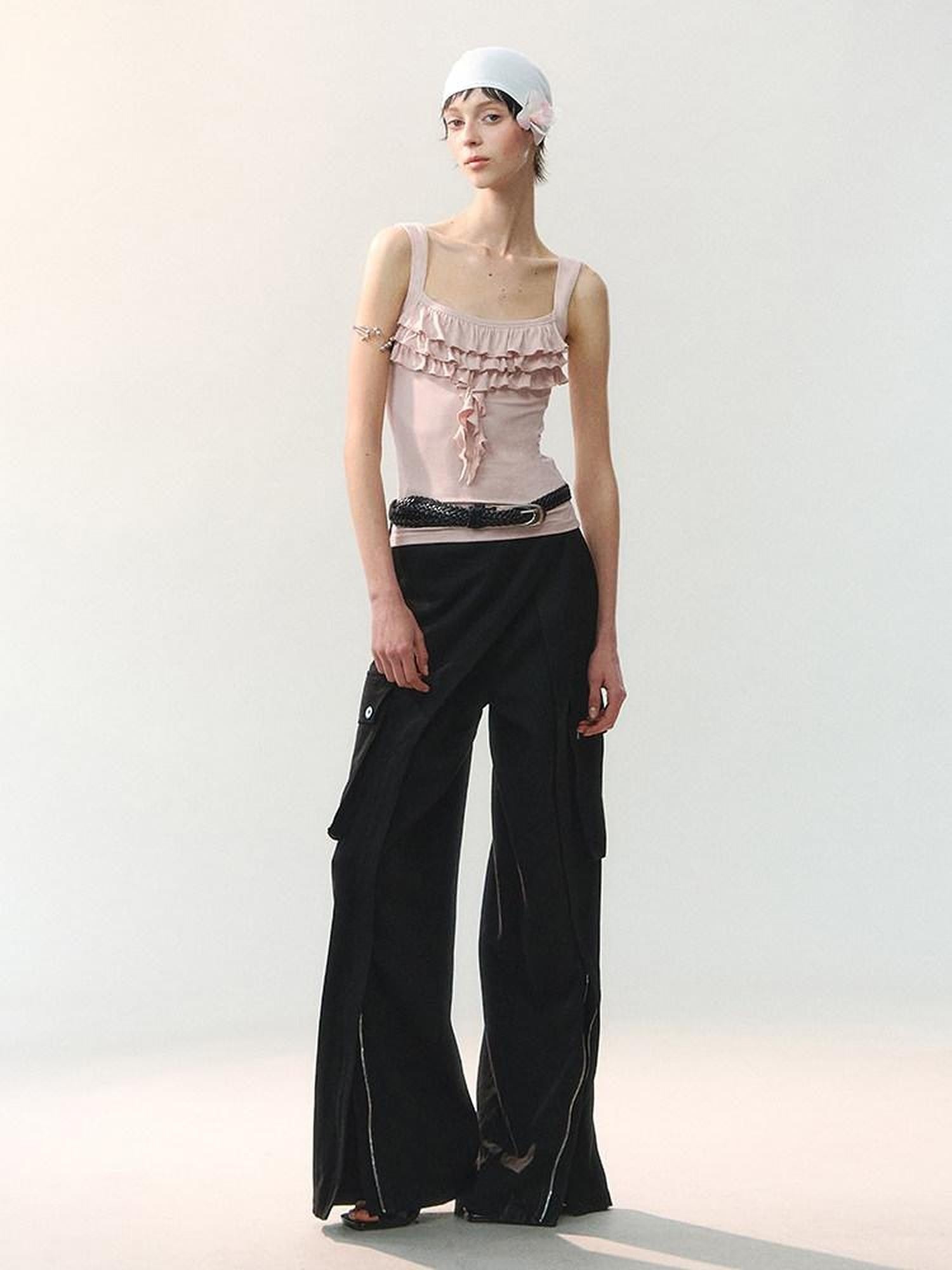 AnnoMundi Cross Layered Panels Zipper Floor Length Women&