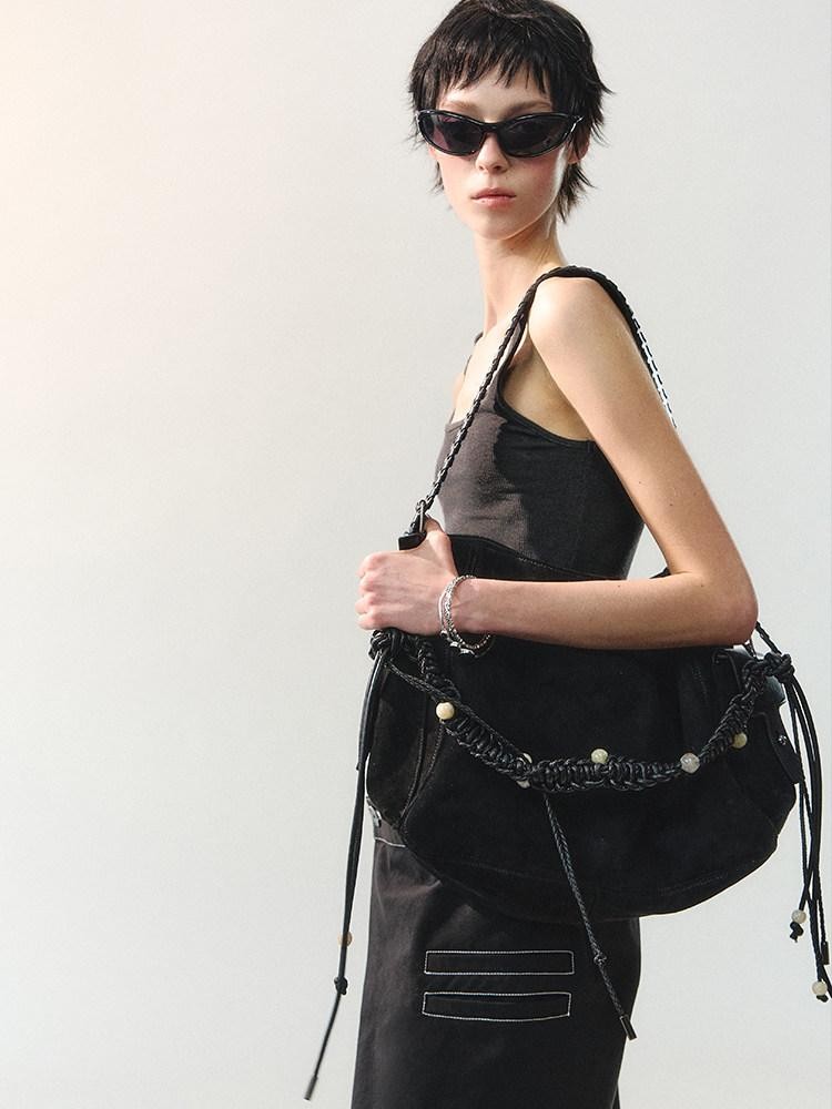 AnnoMundi Dark Night Handmade Vintage Beaded Tote Women&