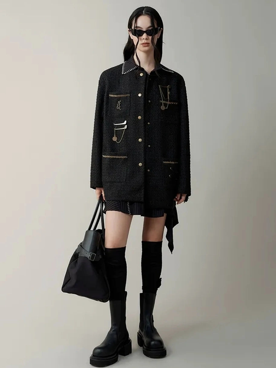 AnnoMundi Deconstructed Asymmetrical Collar Dress V-neck T-shirt Long Sleeve Dresses