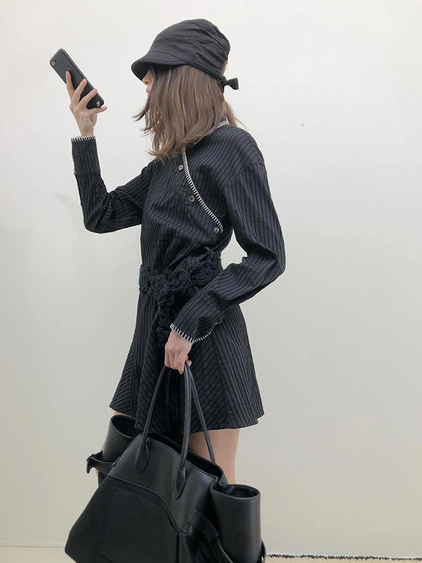 AnnoMundi Deconstructed Asymmetrical Collar Dress V-neck T-shirt Long Sleeve Dresses