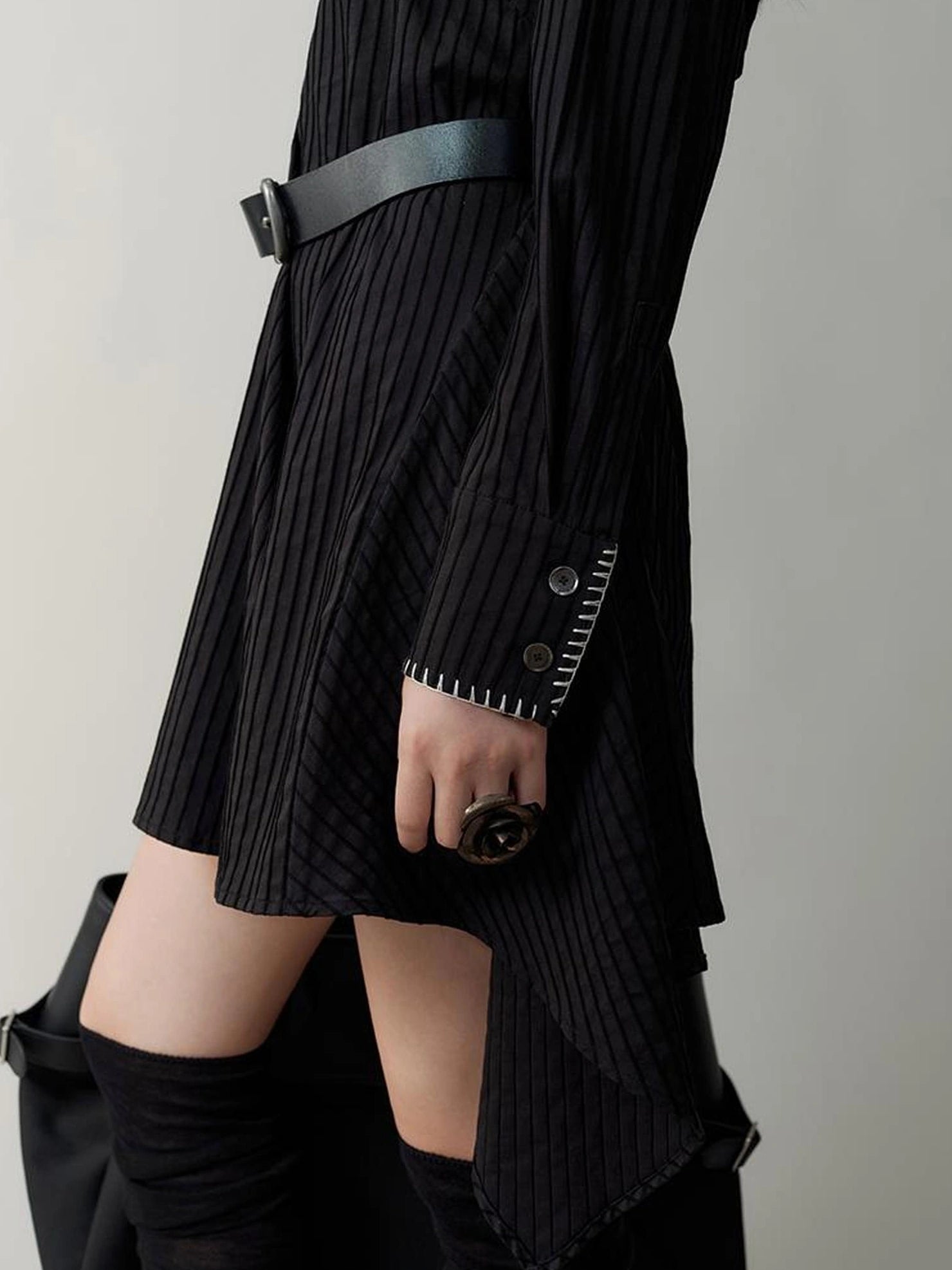 AnnoMundi Deconstructed Asymmetrical Collar Dress V-neck T-shirt Long Sleeve Dresses