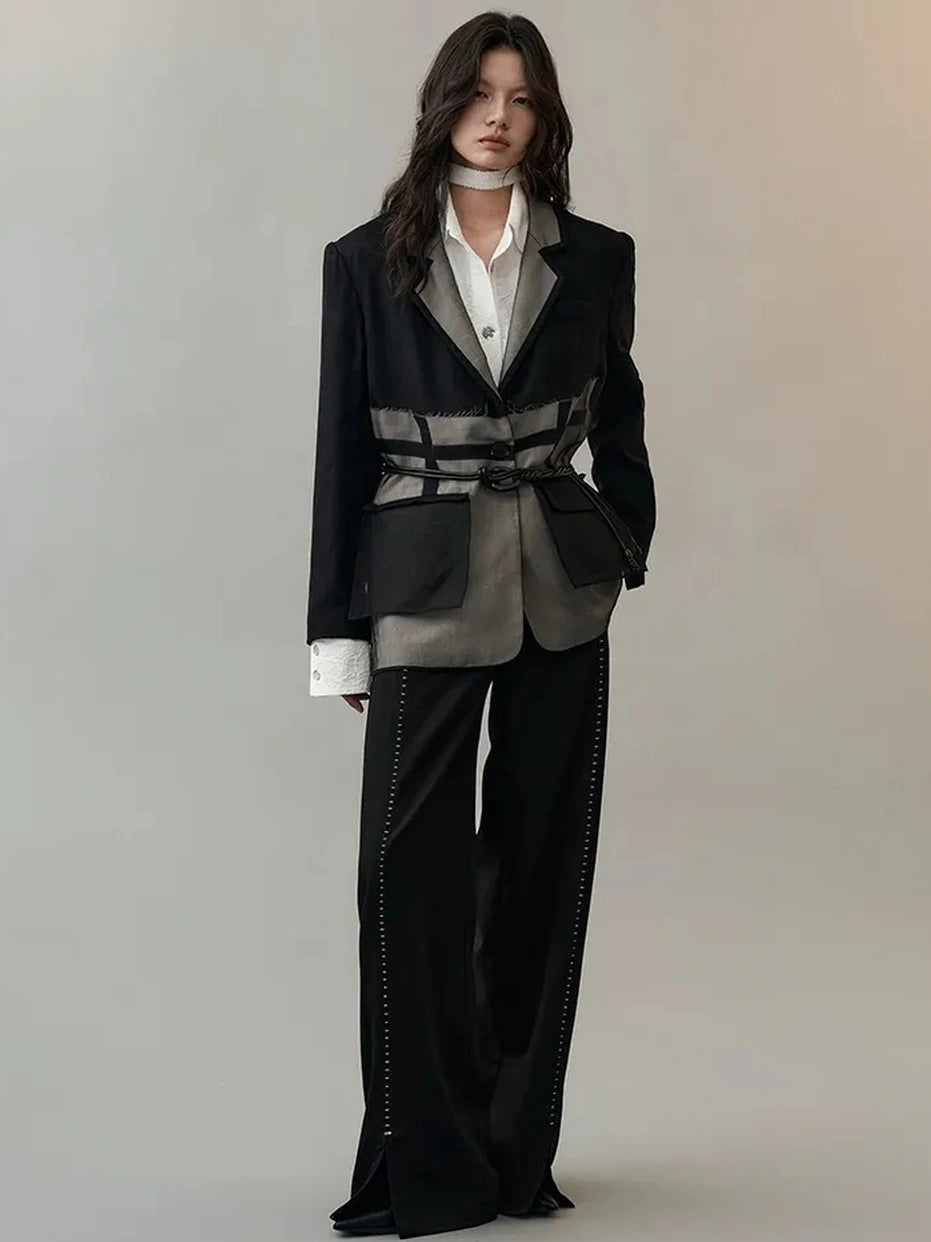 AnnoMundi Deconstructed Black White Mesh Blazer Blazer