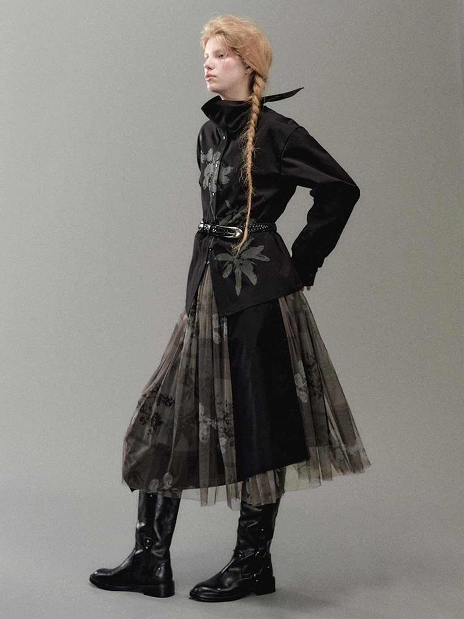 AnnoMundi Deconstructed Layered Floral Print Skirt